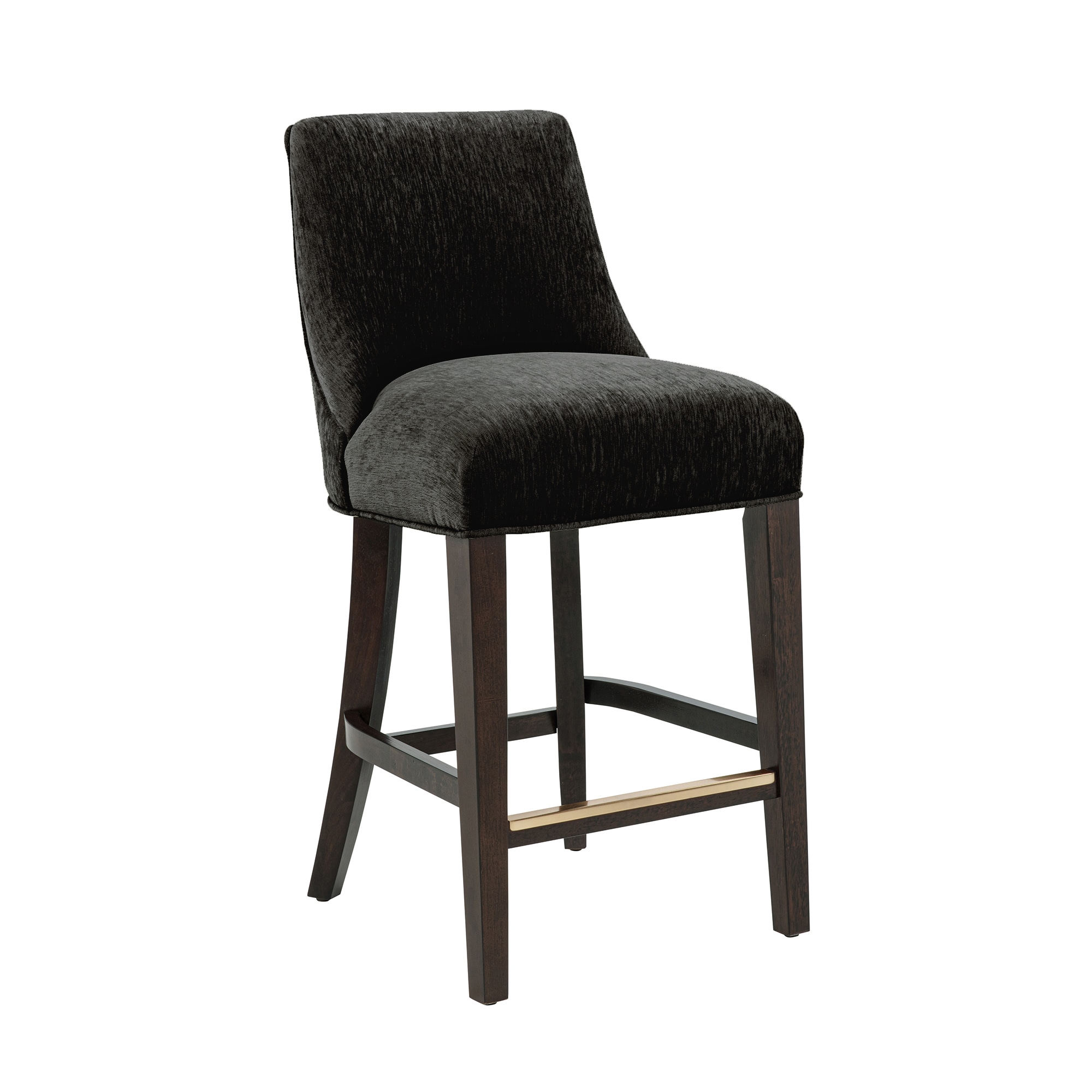 Manhattan Comfort - Beever Modern Chenille Wood Counter Stool in Black