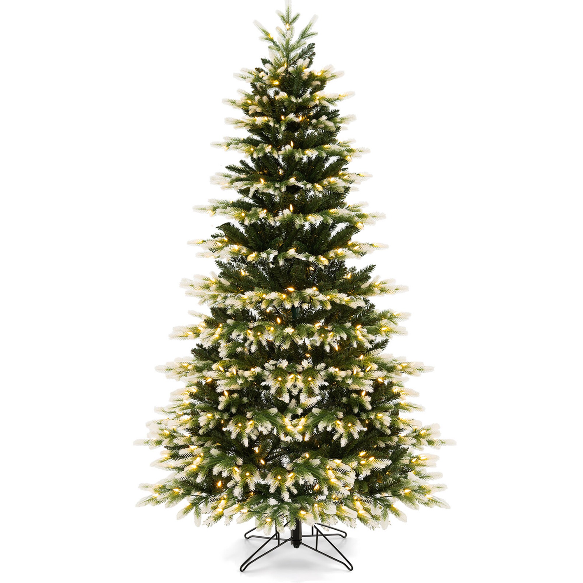 Costway LWS00767 7-ft Pre-lit Artificial Christmas Tree with White LED Lights