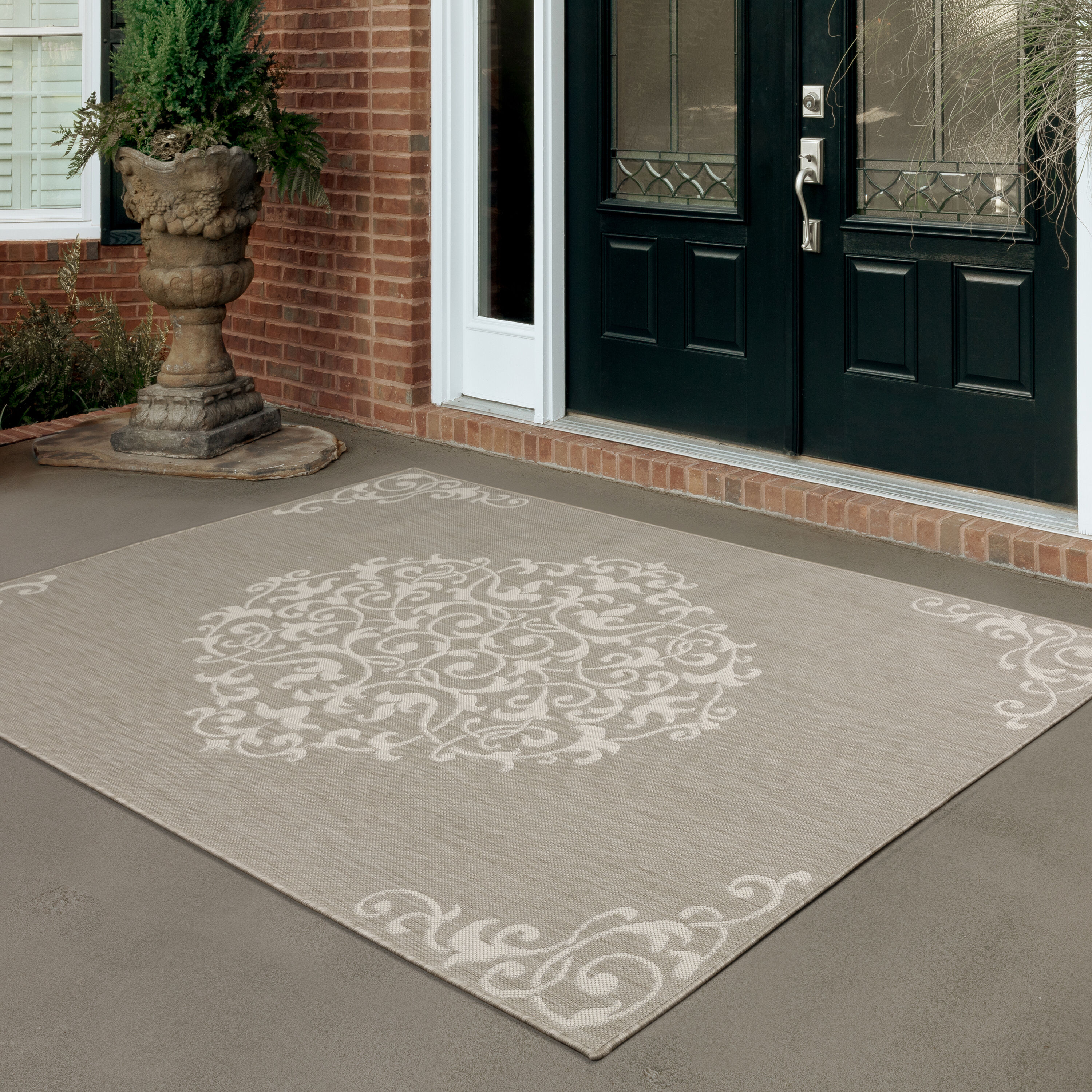 Archer Lane 664PORT9W5L Harrow 5 x 7 (ft) Flatweave Polypropylene Gray Rectangular Indoor/Outdoor Medallion Vintage Area rug