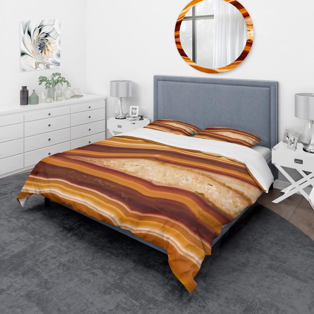 Designart BED19102-K 3 -Piece Brown King Duvet cover Set