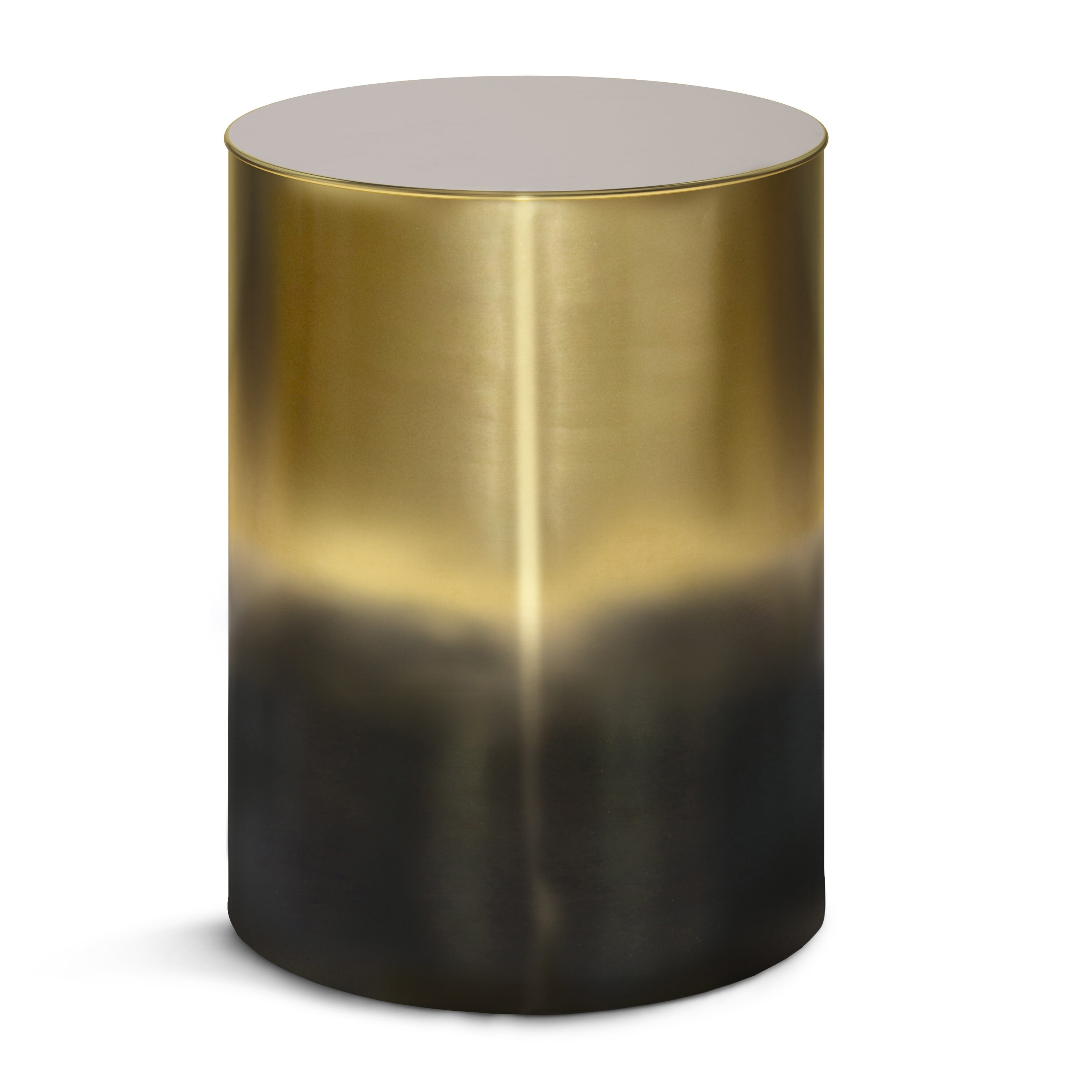 Simpli Home AXCMTCUR-OMBG Curtis 15.75-in W x 20.2-in H Ombre Black/Gold Metal Round Industrial End Table Fully Assembled