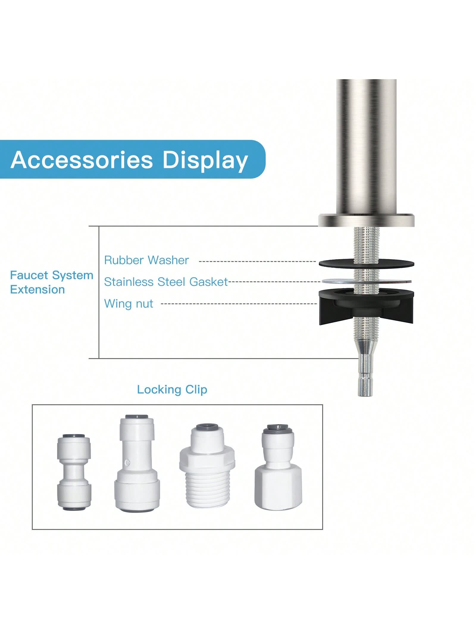 JunazHomer Reverse Osmosis Faucet – Modern SUS304 Stainless Steel Drinking Water Faucet, Fits Most Filtration Systems (JJSLT1-BN)