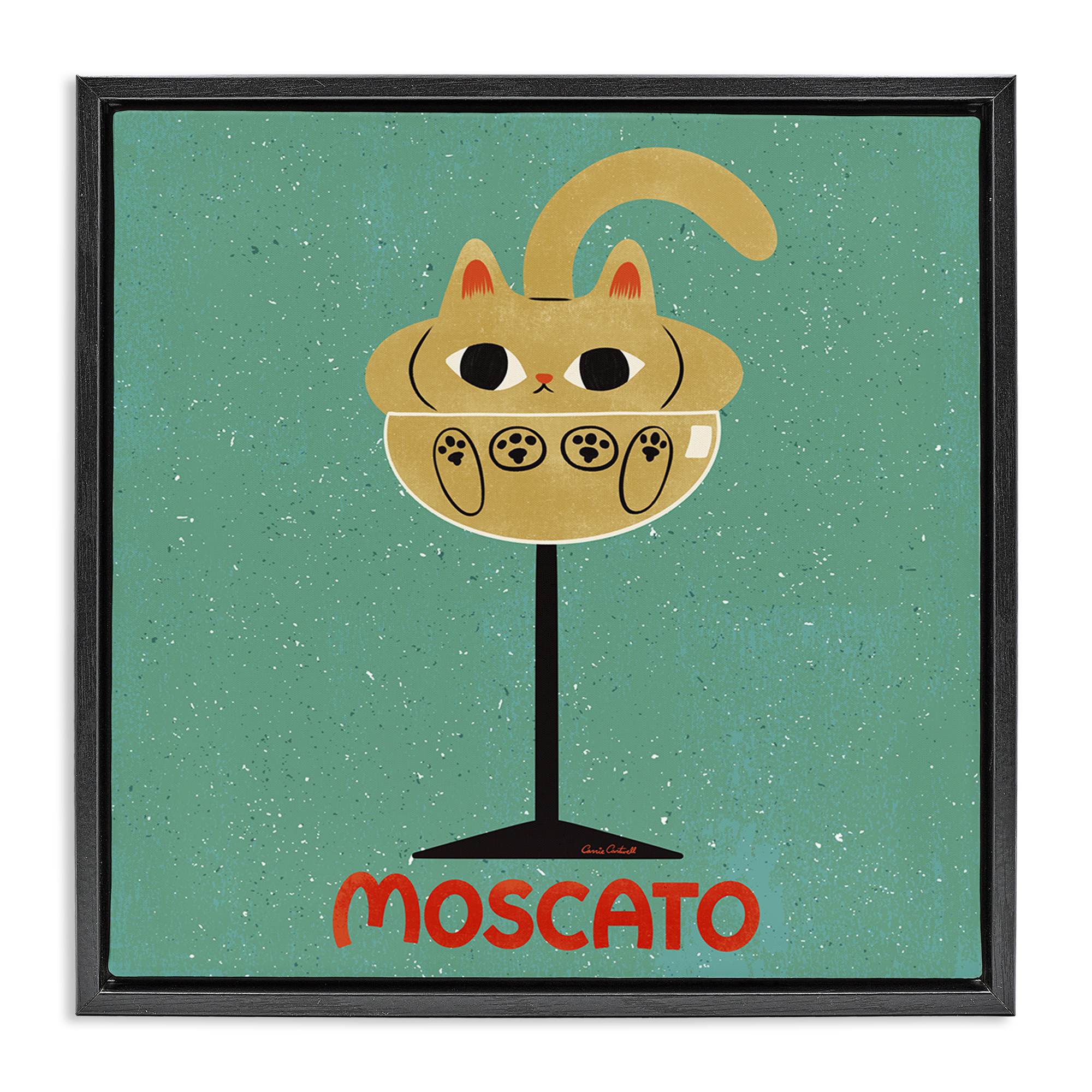 Stupell Industries BS-842-FFB-24X24 Moscato Feline Wine Black Framed Floater Canvas Wall Art By Carrie Cantwell 25 x 25