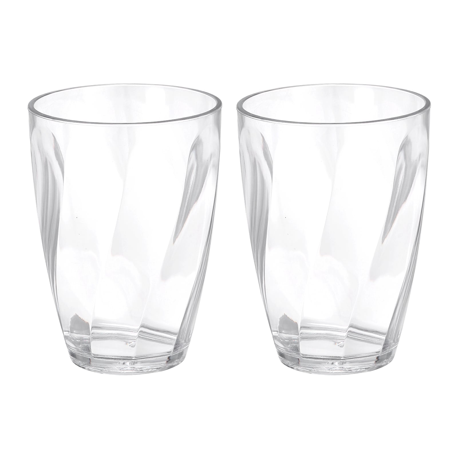 Unique Bargains 2pcs Clear Plastic Reusable Drinking Glasses 13oz Drinking Glasses Diagonal Texture Plastic Water Cup Unbreakable Stackable for Beer Cocktail Water Juice Whiskey Clear