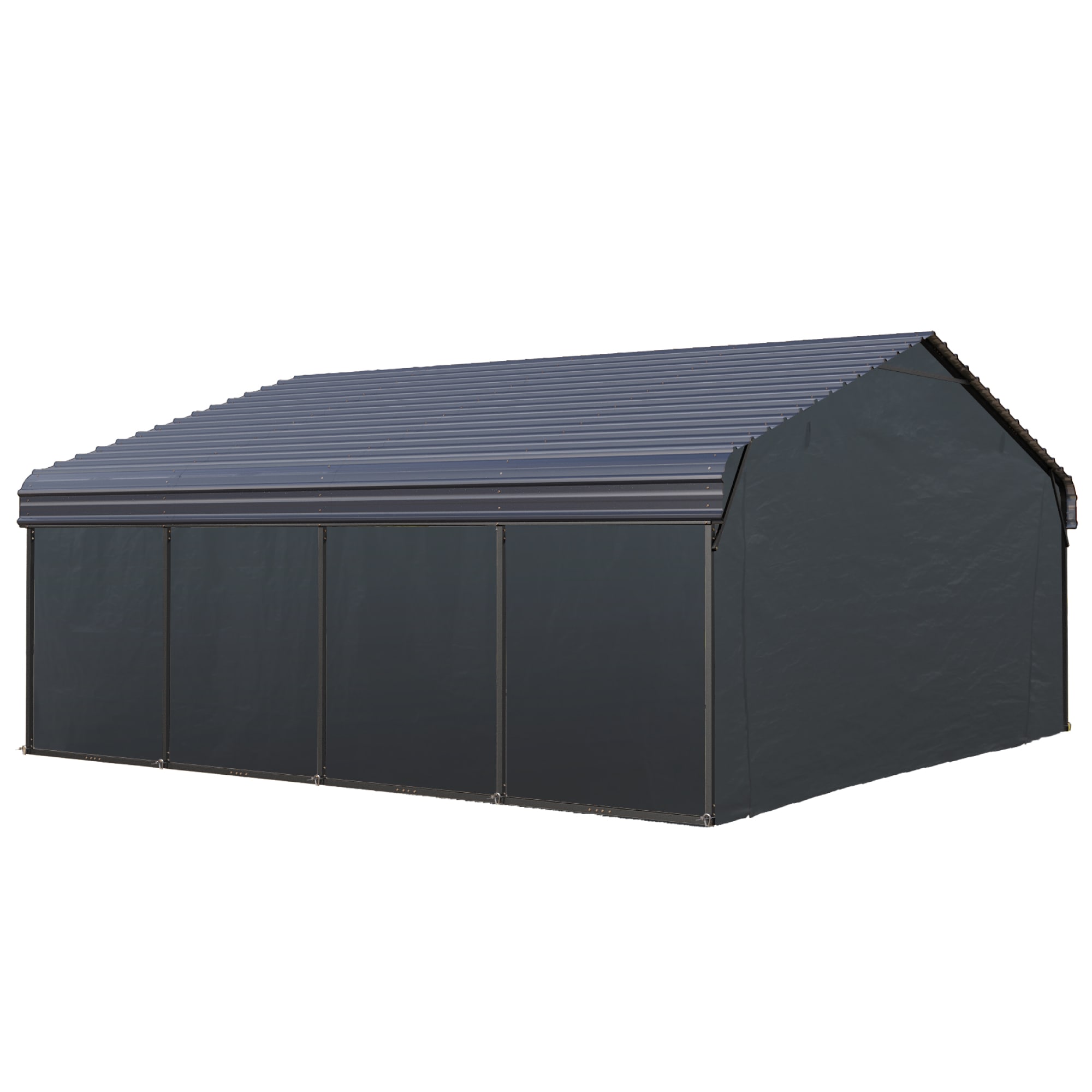Sunshine Valley GA222-2020-SW 20-ft W x 20-ft L x 6.56-ft H Dark Gray Metal Carport with Metal Roof