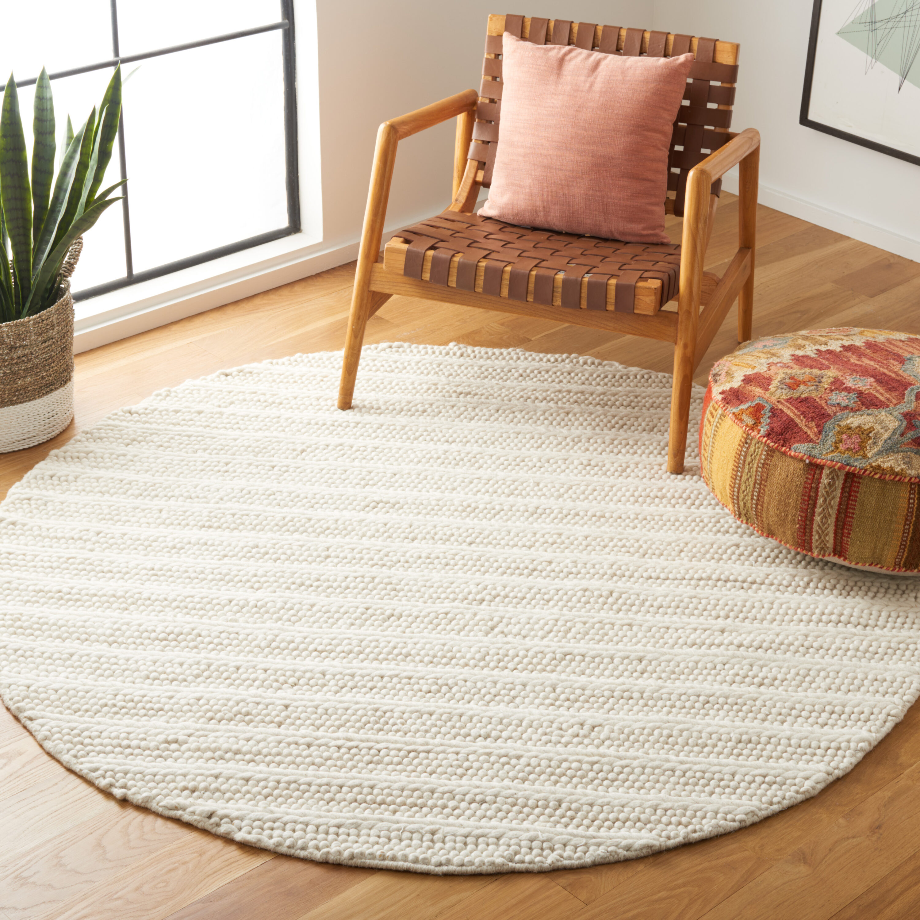  Natura 280 Ivory Solid / Tonal 6ft x 6ft Round Rug