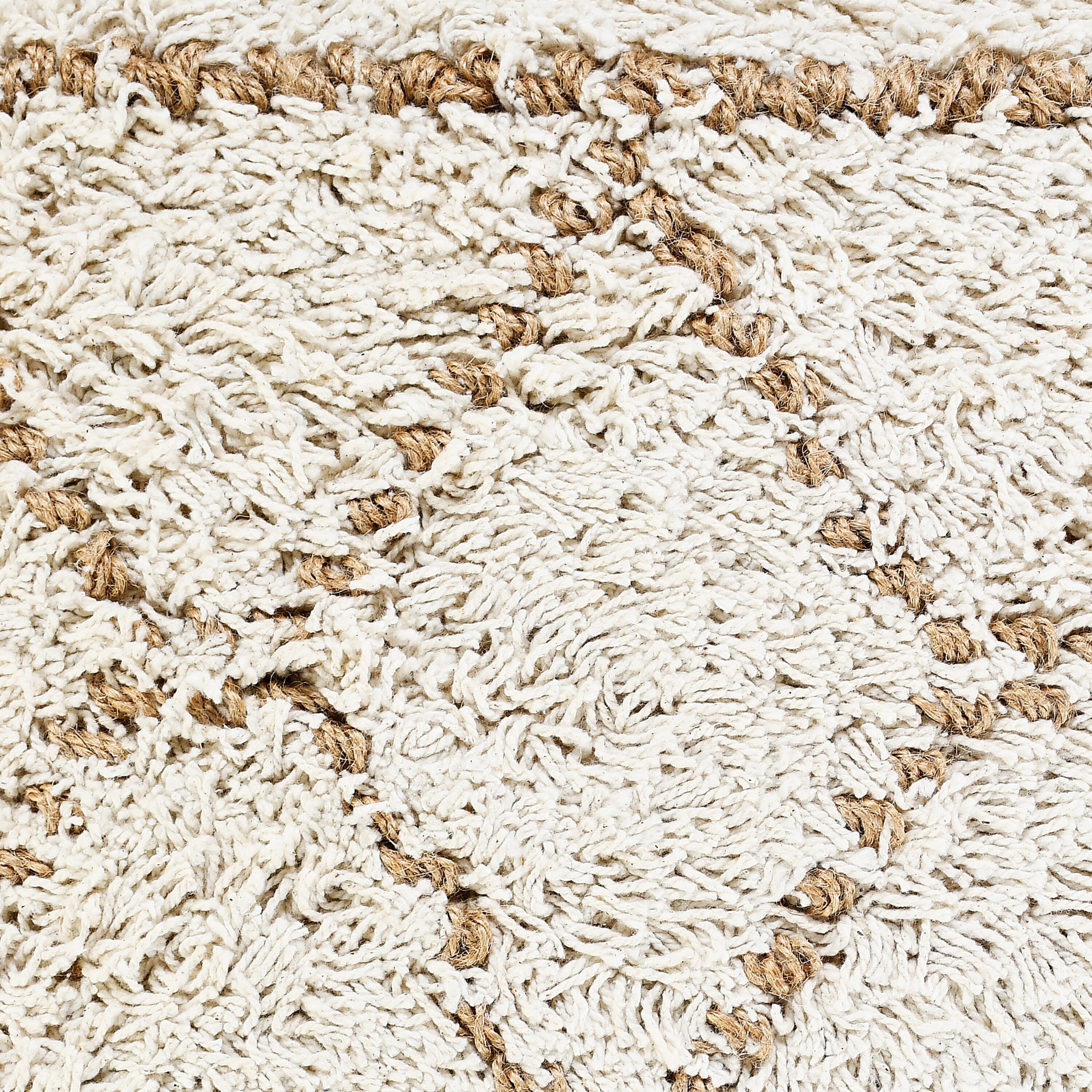 Boho-Chic Diamond Pattern Jute and Cotton Square Pillow
