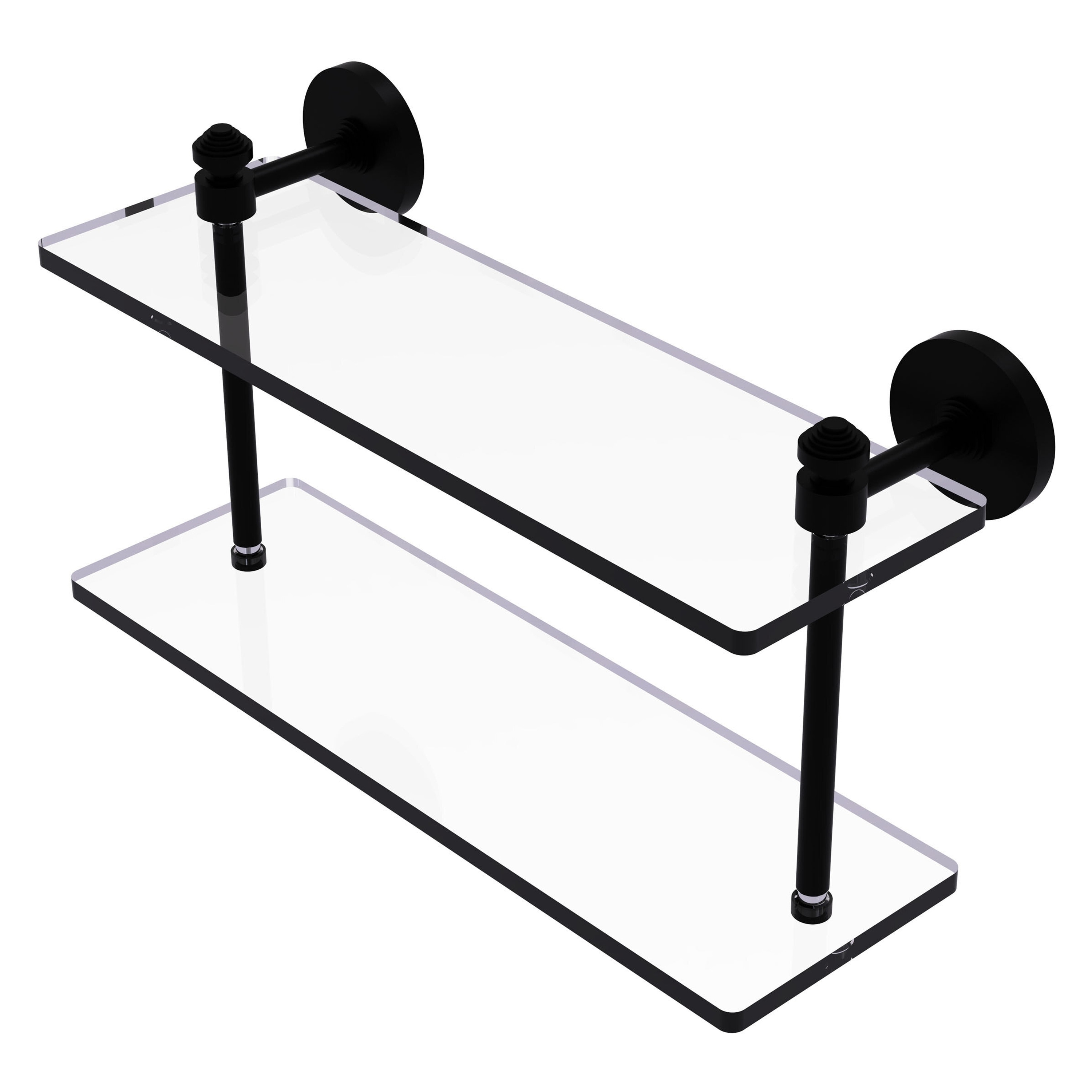 Allied Brass SB-2/16-BKM Southbeach Matte Black 2 -Tier Wall mount Bathroom Shelf ( 16-in x 8-in x 5-in )