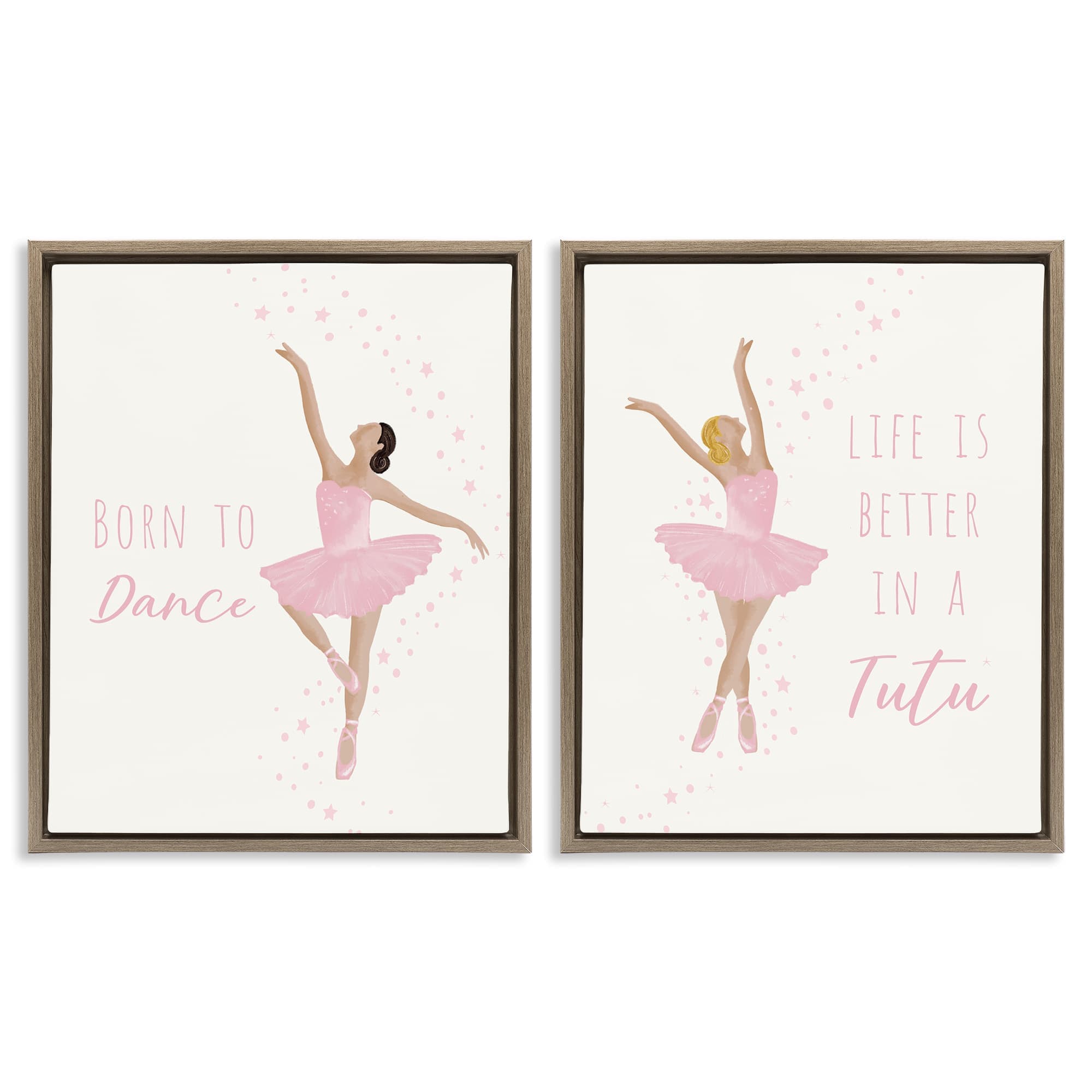 Stupell Industries B2-942-FFE-2PC-16X20 Inspiring Ballerina Sentiments 2pc Floating Frame Set design by Chen Alyesh