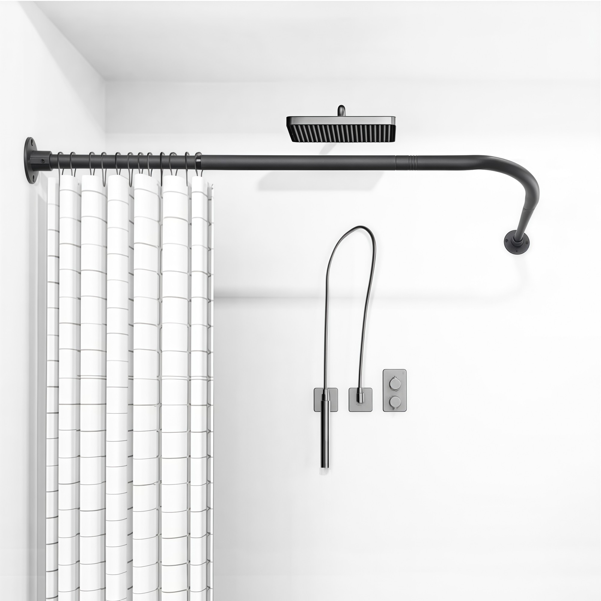 Numhew 29.9in-39.8in L 29.9in-39.8in W Adjustable 90 Degree Black Shower Curtain Rod