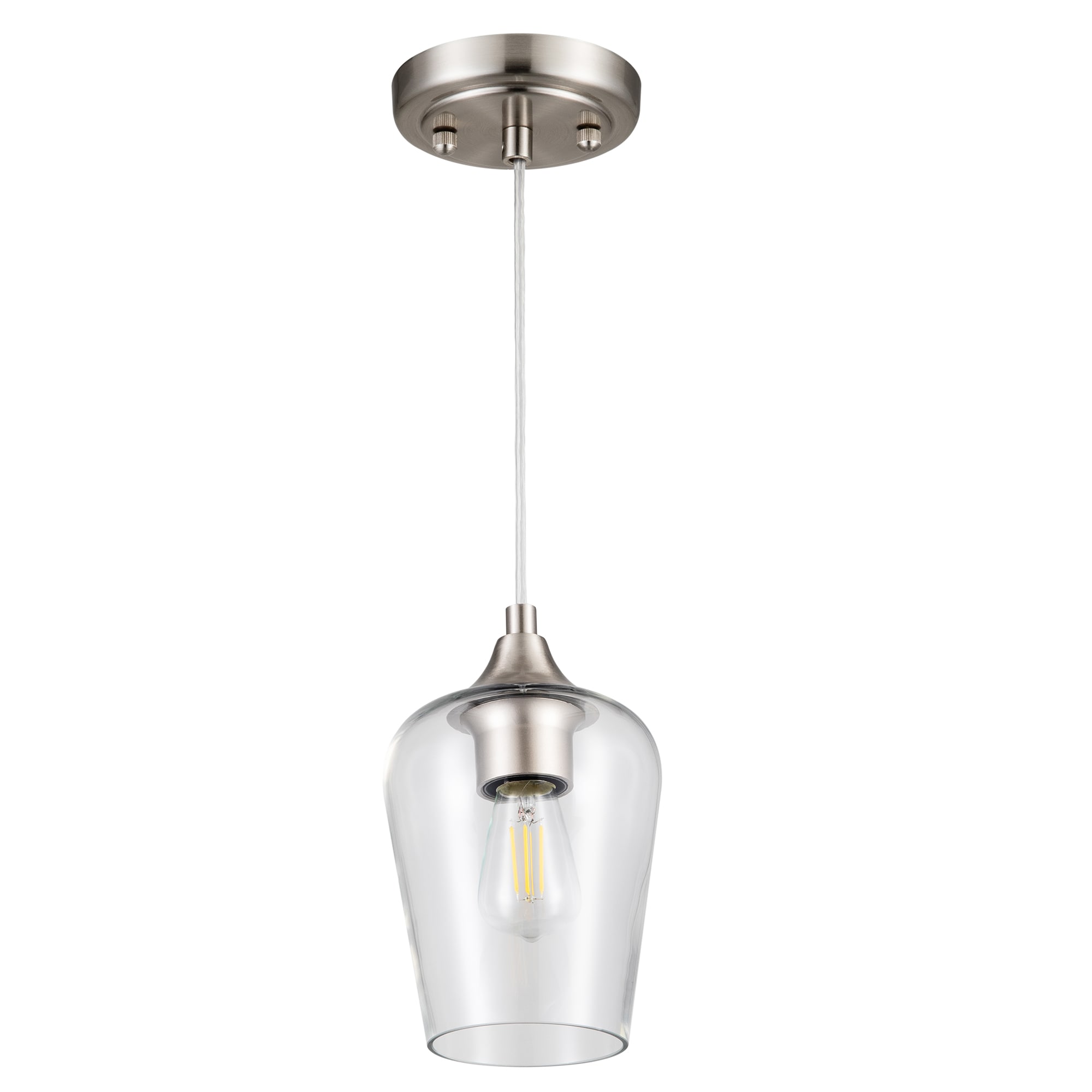 CO-Z HCF-2805-NI Brushed Nickel Modern/contemporary Clear glass Bell Medium Hanging Pendant light