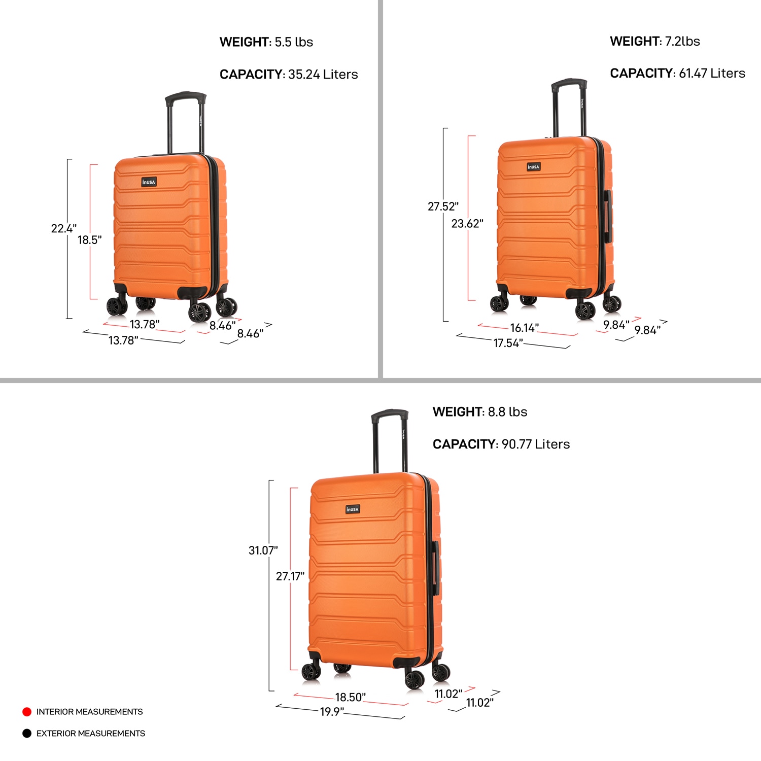 InUSA IUTRESML-ORA Luggage-And-Luggage-Sets - View #6