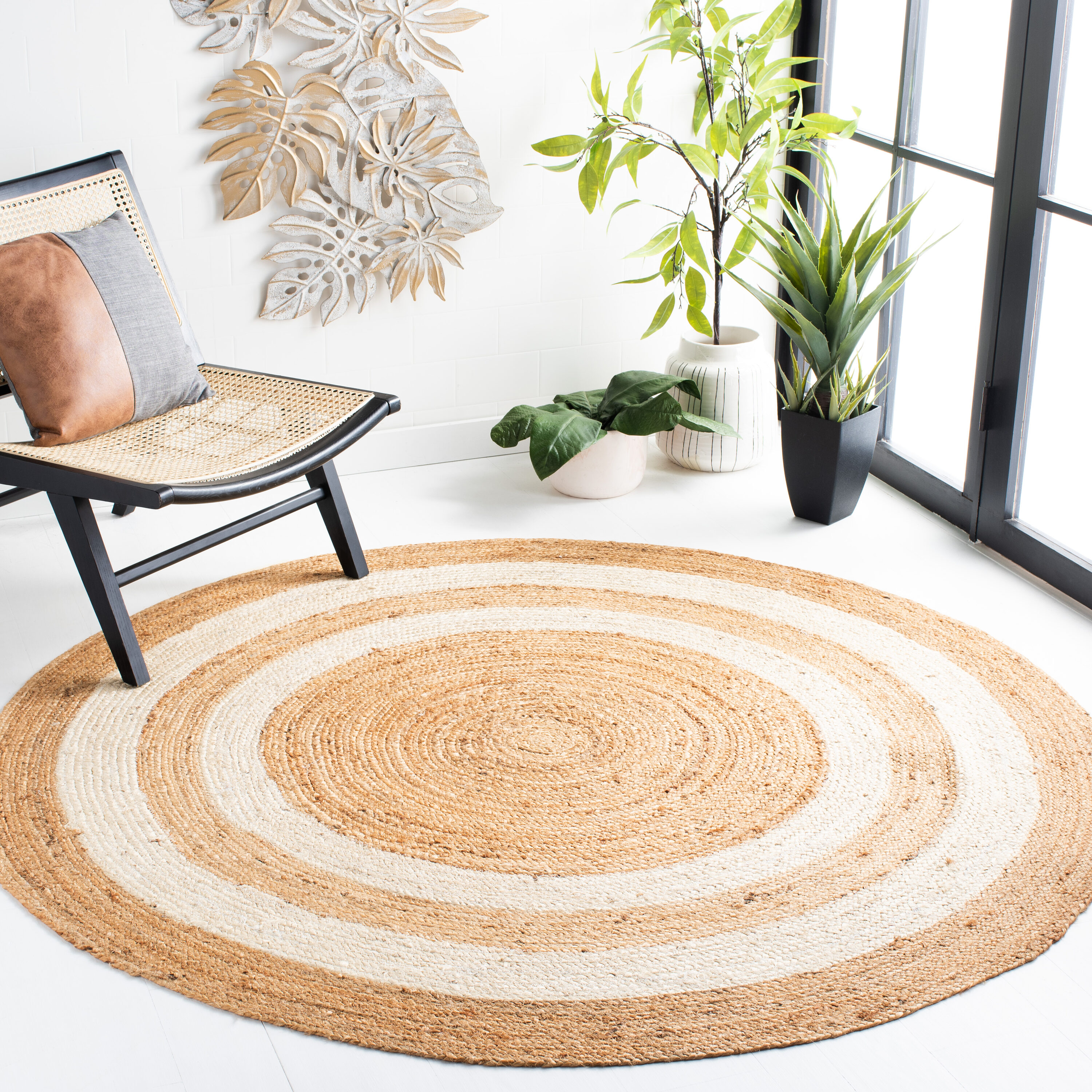  Natural Fiber 851 Ivory/Natural Contemporary 6ft x 6ft Round Rug