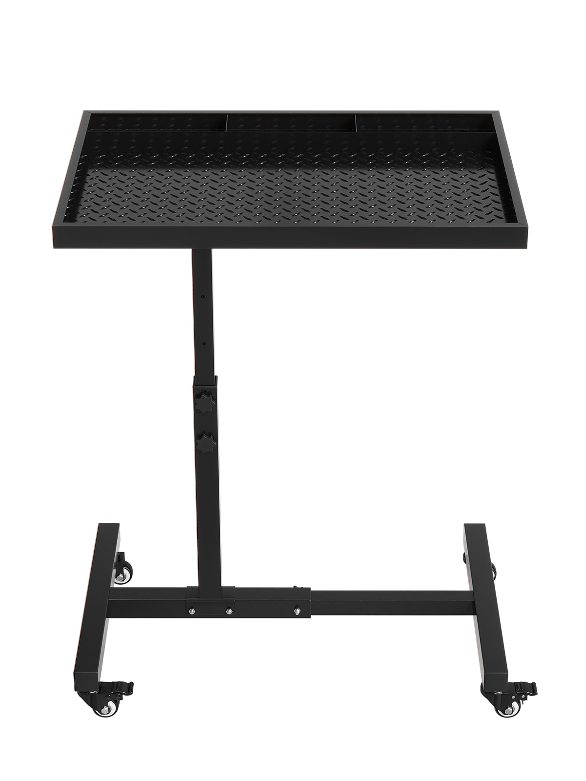 Garvee Rolling Tool Tray on Wheels 220LBS Capacity Steel Mobile Work Table Adjustable Height 38 to 45 in Mechanic Works Table for Garage Bike Work Shop Black