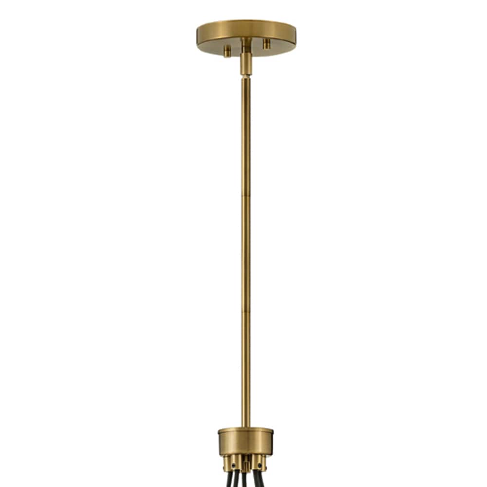 Rumi Modern 5-Light Pendant in Lacquered Brass with Clear Seedy Glass