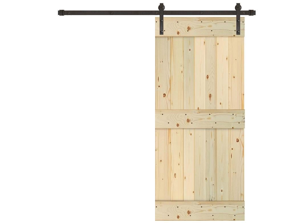 Creative Entryways UP2120-3284-10B 32-in x 84-in Unfinished Unfinished Plank Pine Wood Solid core Single Barn Door (Hardware Included)