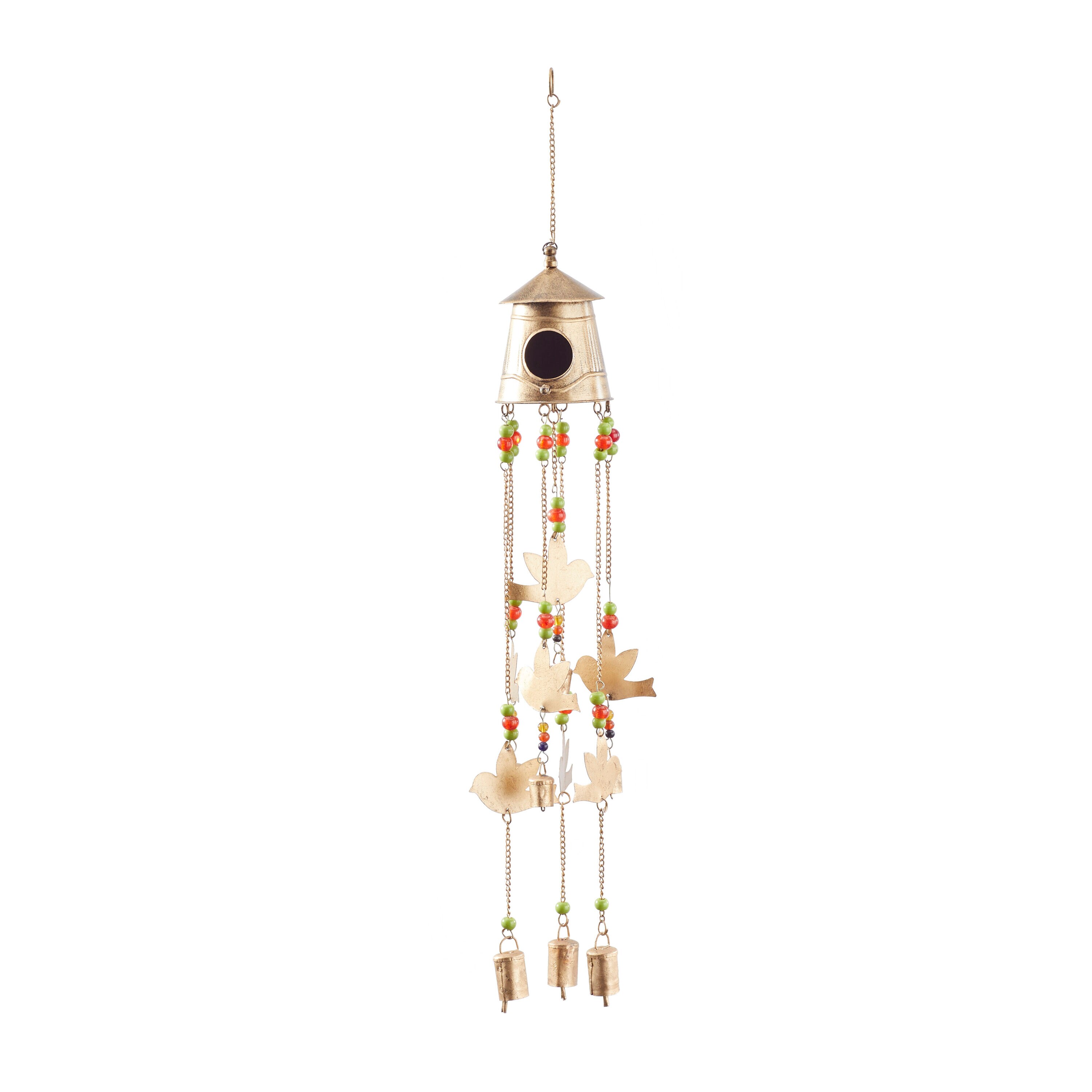 Grayson Lane 34.5-in Gold Metal Hummingbird Wind Chime at Lowes.com