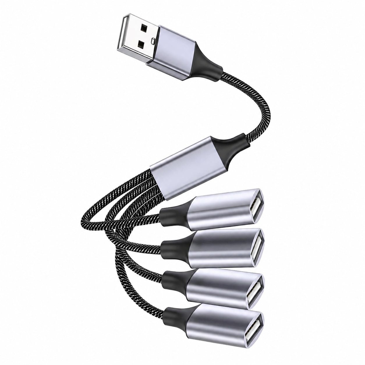 Etokfoks  four port usb 2 0 hub splitter adapter compact data transfer hub for keyboards laptops printers storage and led accessories