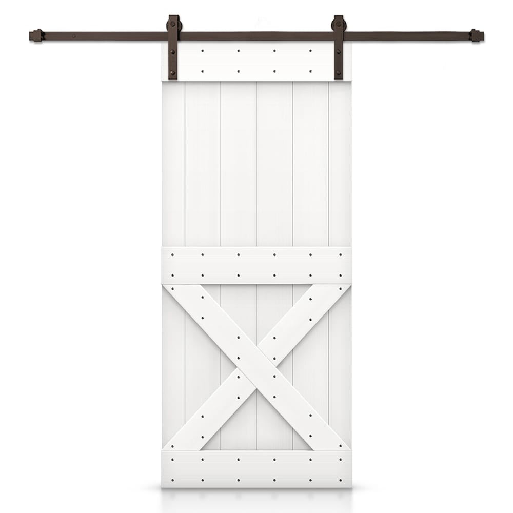 CALHOME S11-AB-79+011-32W 32-in x 84-in White Knotty pine Wood Solid core Single Barn Door (Hardware Included)
