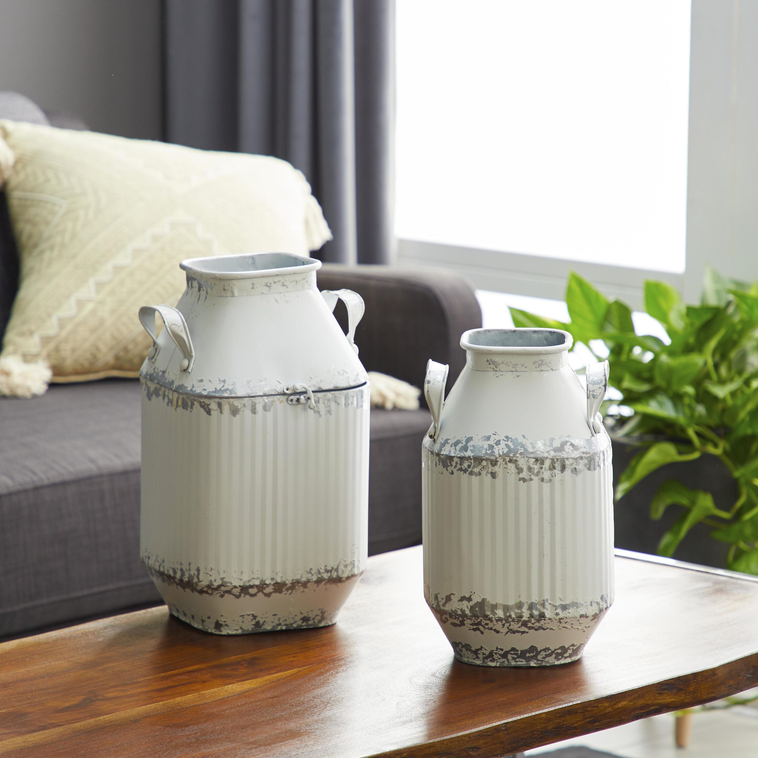 Grayson Lane 98480 2 -Pack White Iron Farmhouse Decorative jar