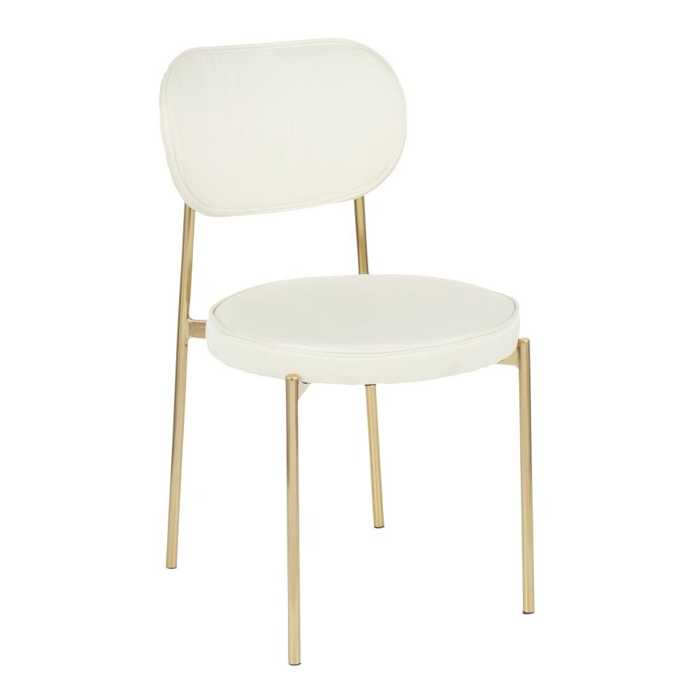 LumiSource 2 Chloe Modern Gold Metal, Cream Satin Synthetic Accent ...