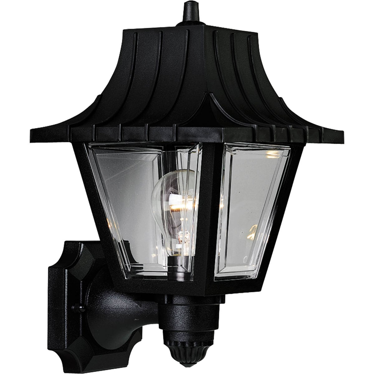Black Energy Star Outdoor Wall Lantern with Clear Acrylic Panels