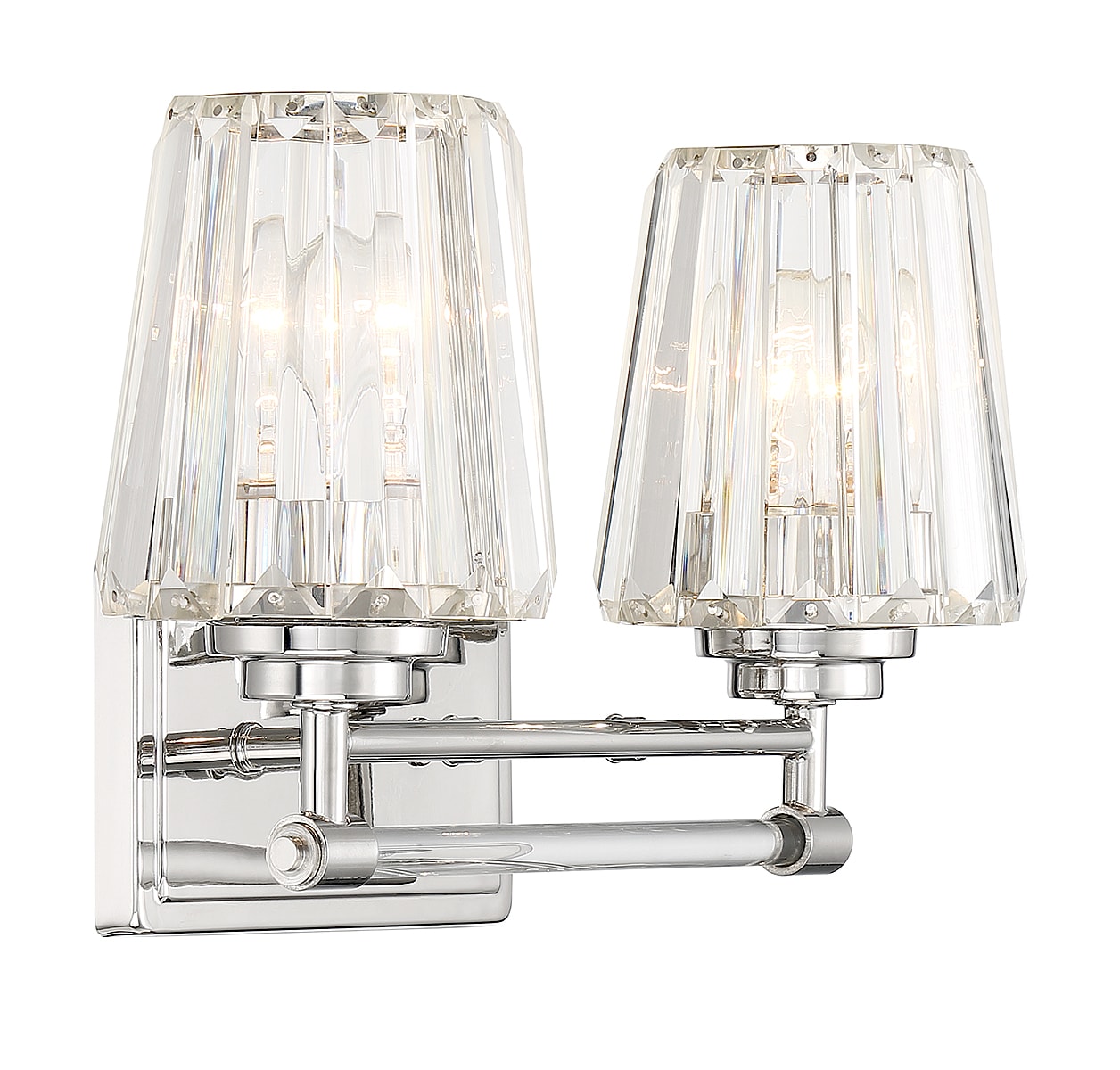 Polished Nickel 2-Light Vanity with Clear Crystal Shades