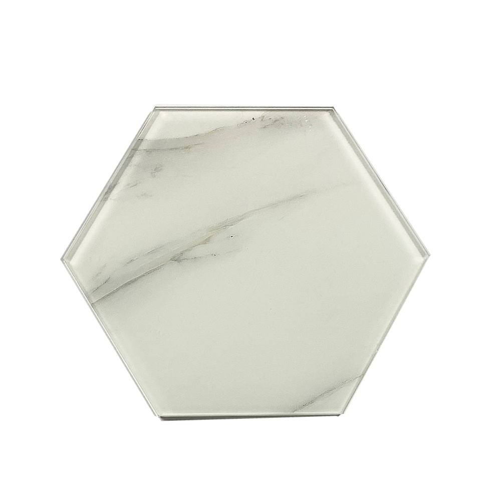 Abolos LWSARTHEX-FP Nature Calacatta White 8-in x 8-in Glossy Glass Patterned Hexagon Standard Wall Tile ( 8-sq ft Carton