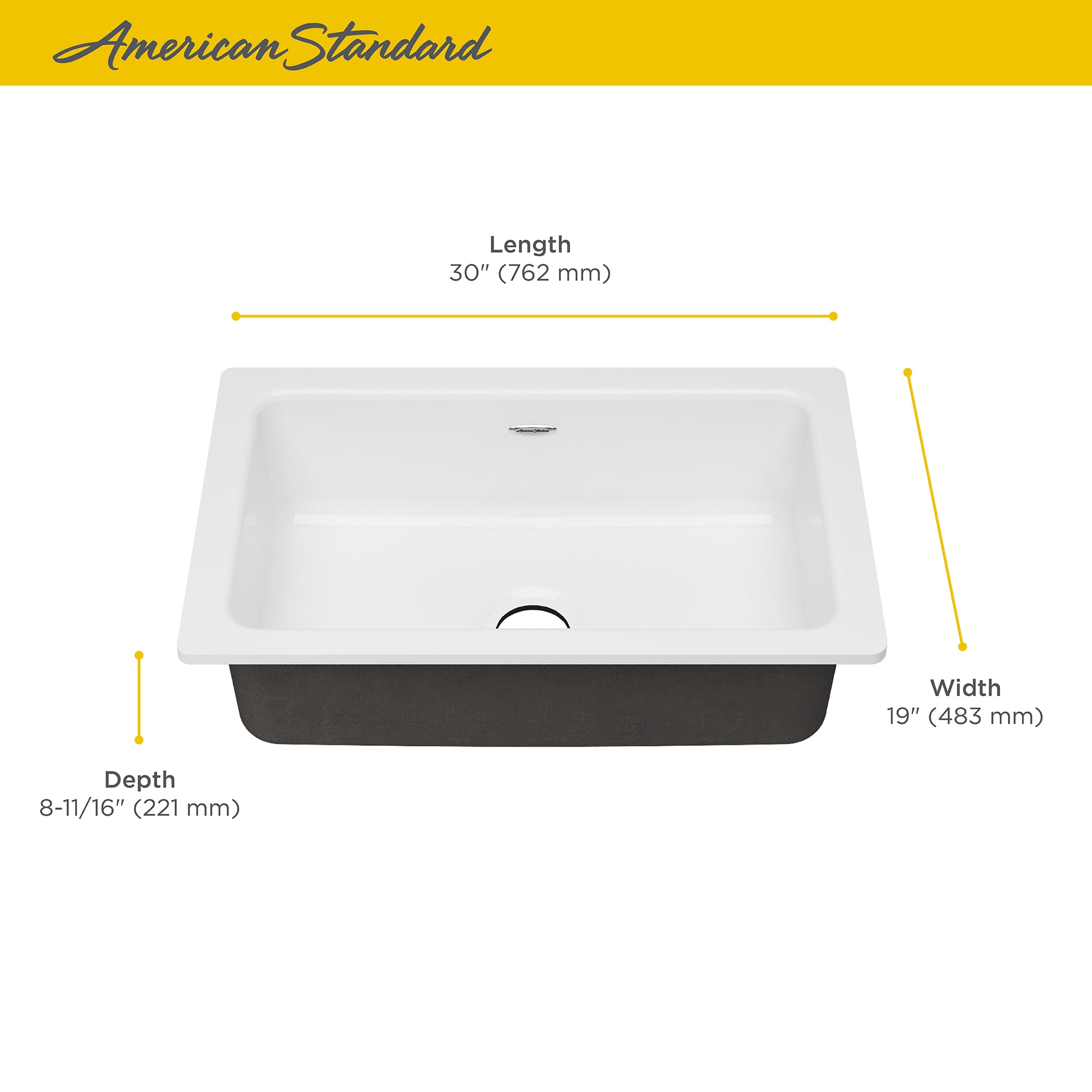 American Standard Delancey Undermount 19-in x 30-in Brilliant White ...