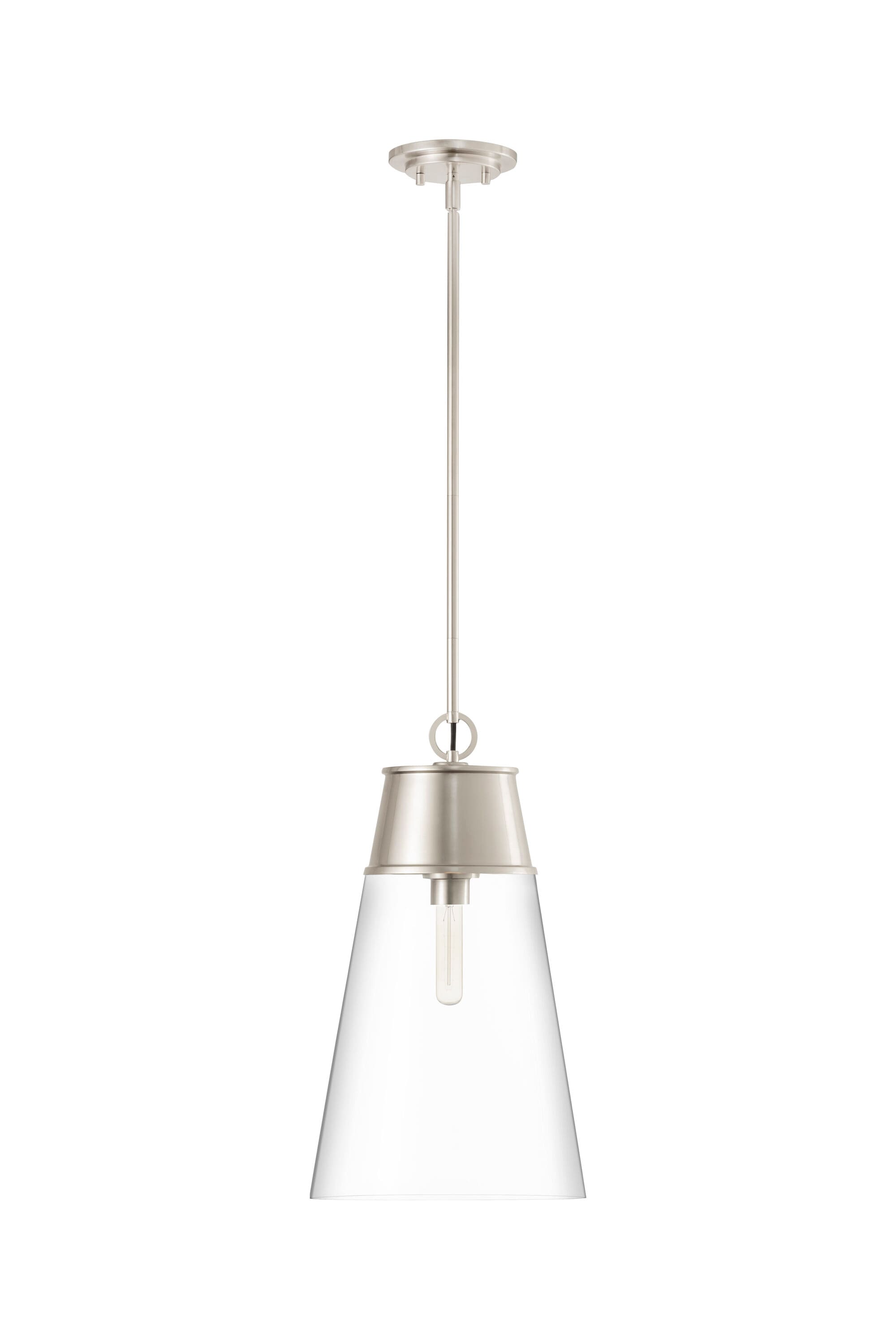 Wentworth Mini 1-Light Pendant in Brushed Nickel with Clear Glass