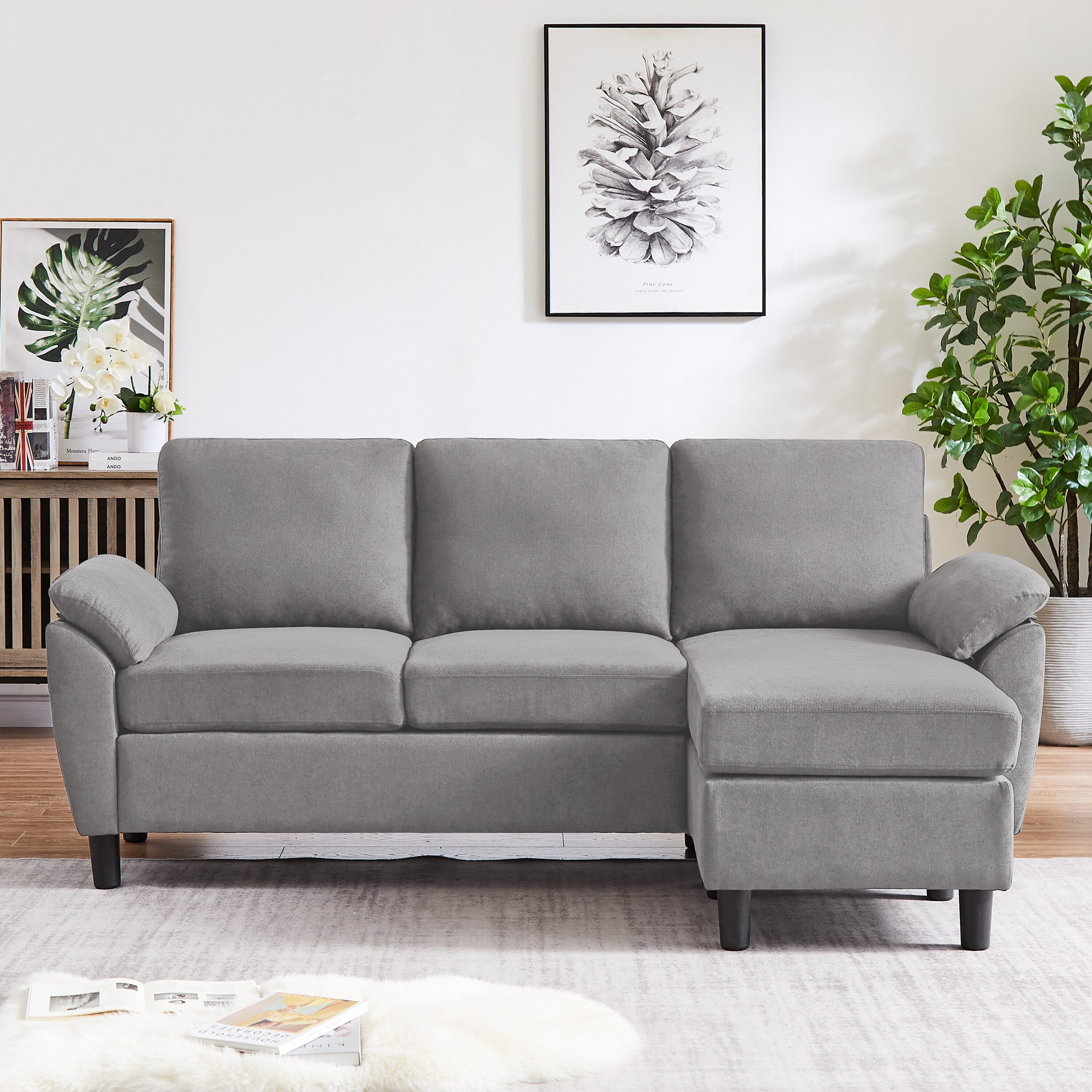 Jarenie 79.53-in Modern Light Grey Polyester/Blend Sectional in the ...