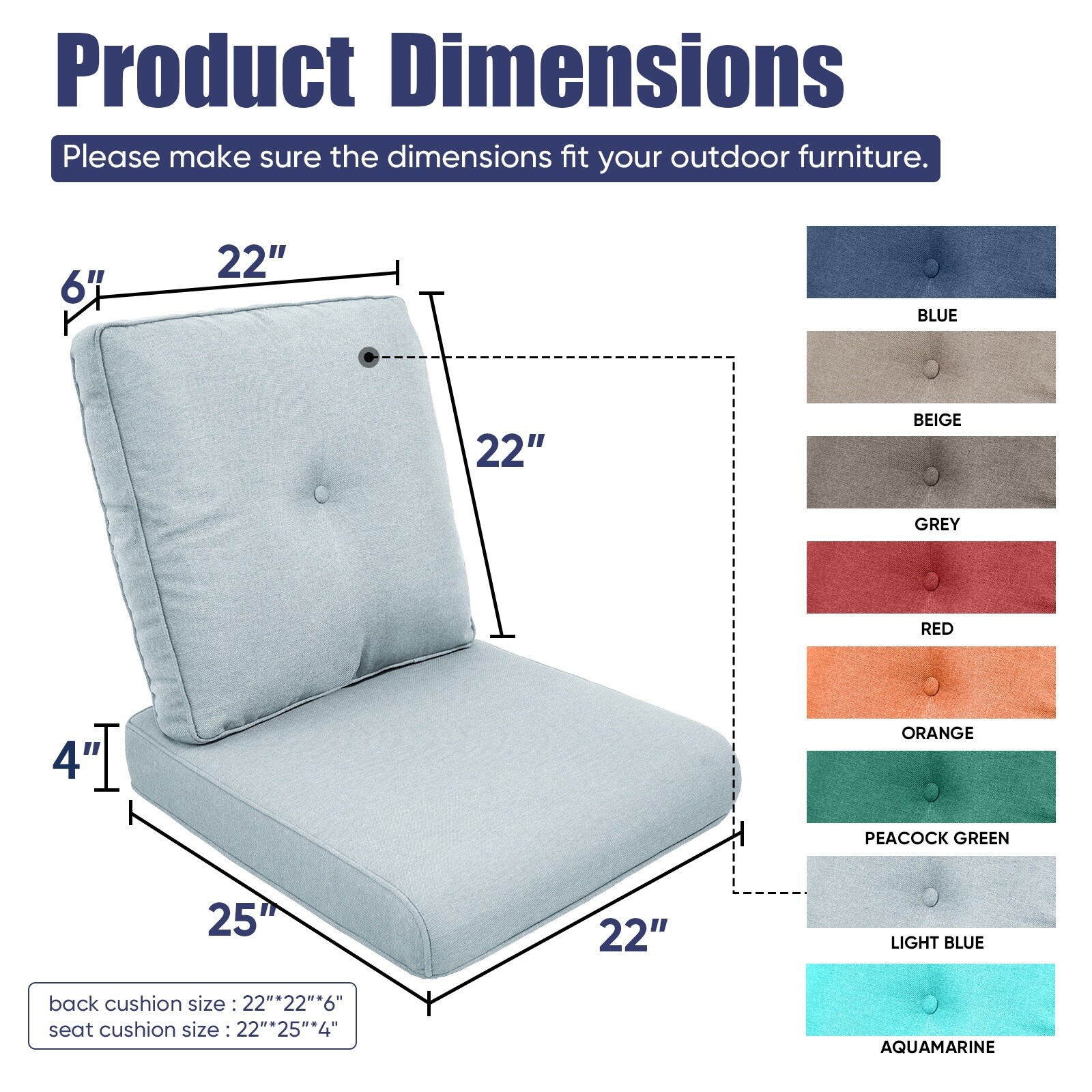 Pocassy PJZBD06-4AA Patio-Furniture-Cushions - View #3