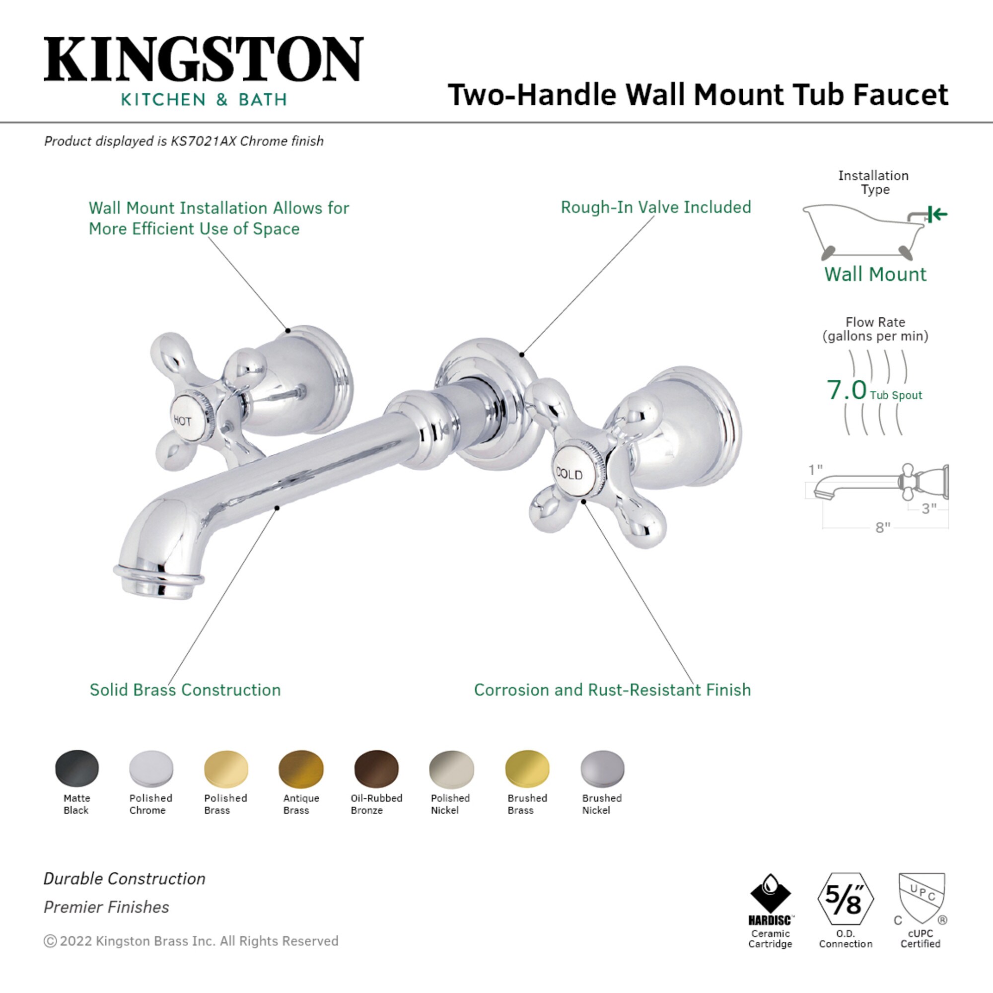 Kingston Brass WLKS7023AX Roman-Tub-Faucets - View #3