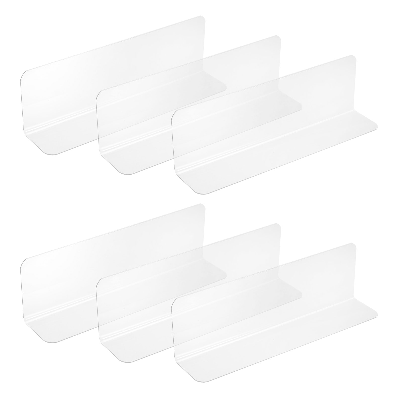 Unique Bargains 6pcs Clear Shelf Dividers 8inchx2.4inch Plastic L Shaped Shelf Separator Transparent Organizer Divider for Supermarket Store Commodity Classification
