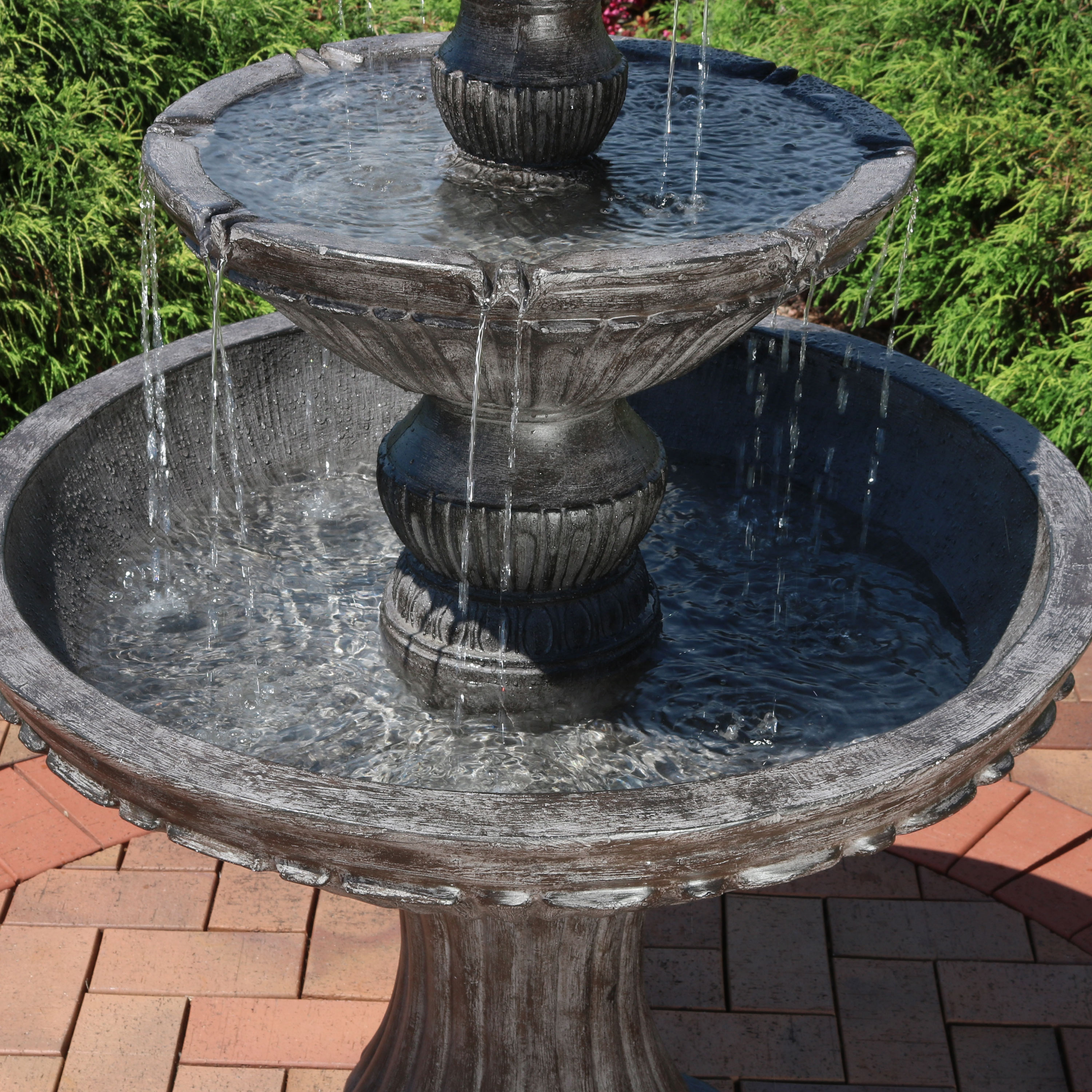 Sunnydaze Decor 55-in H Stone Water Tiered Outdoor Fountain Pump ...