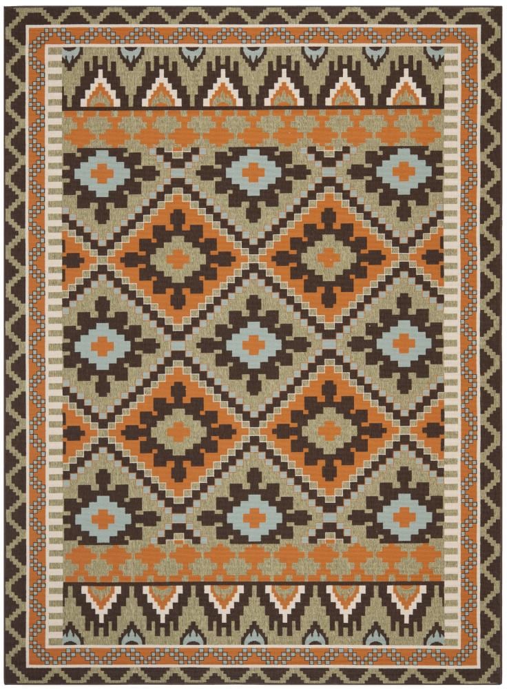 Safavieh VER096-0742-810 Veranda Vitaline 8 x 10 (ft) Loomed Synthetic Green/Terracotta Rectangular Indoor/Outdoor Abstract Bohemian/Eclectic Area rug