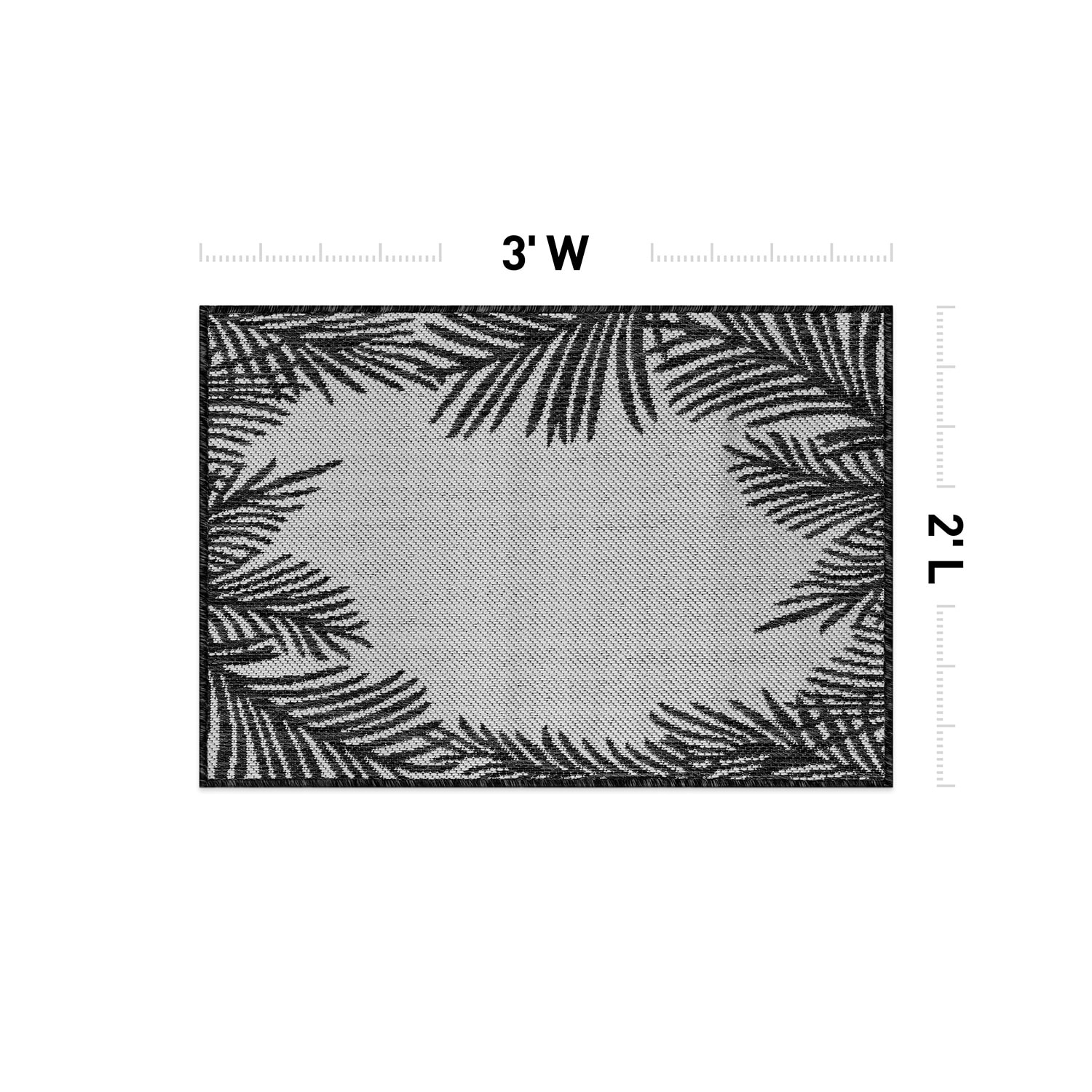 Black and Gray Synthetic Floral Rectangular Area Rug 5' x 7'