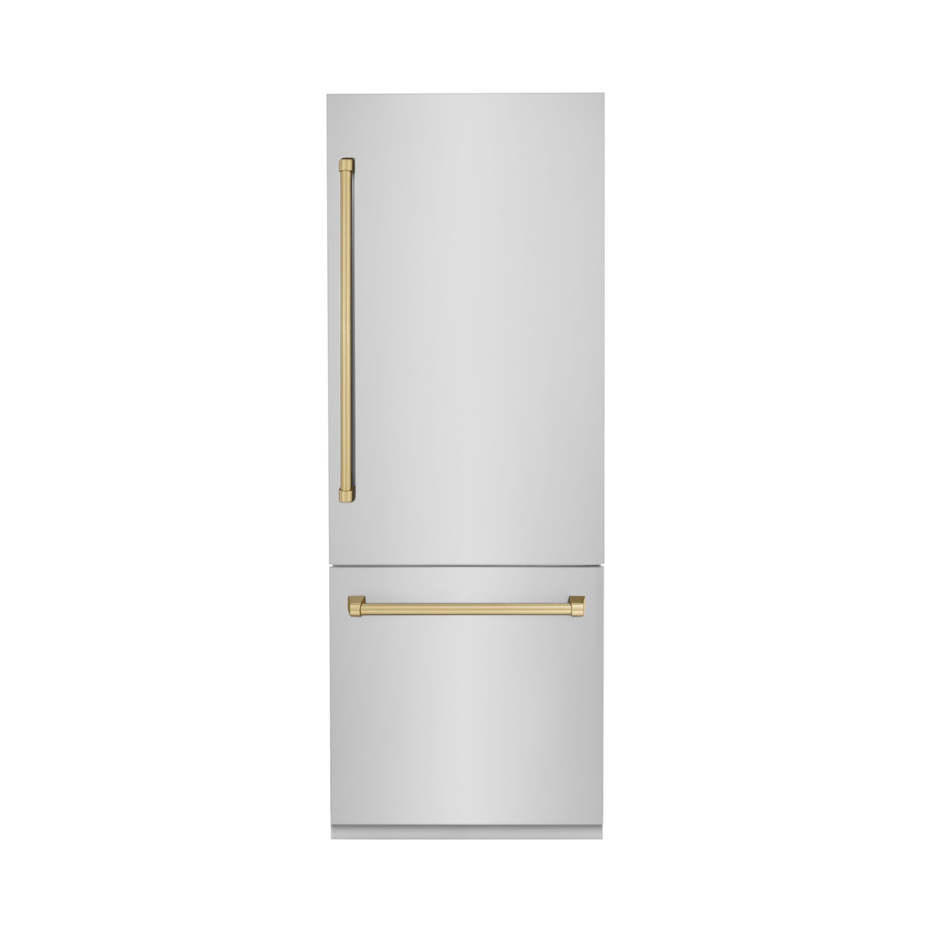 ZLINE KITCHEN & BATH RBIVZ-304-30-CB Autograph Edition 16.1-cu ft Counter-Depth Built-In Bottom-Freezer Refrigerator with Ice Maker ( Stainless Steel with Champagne Bronze Handles ) ENERGY STAR Certified