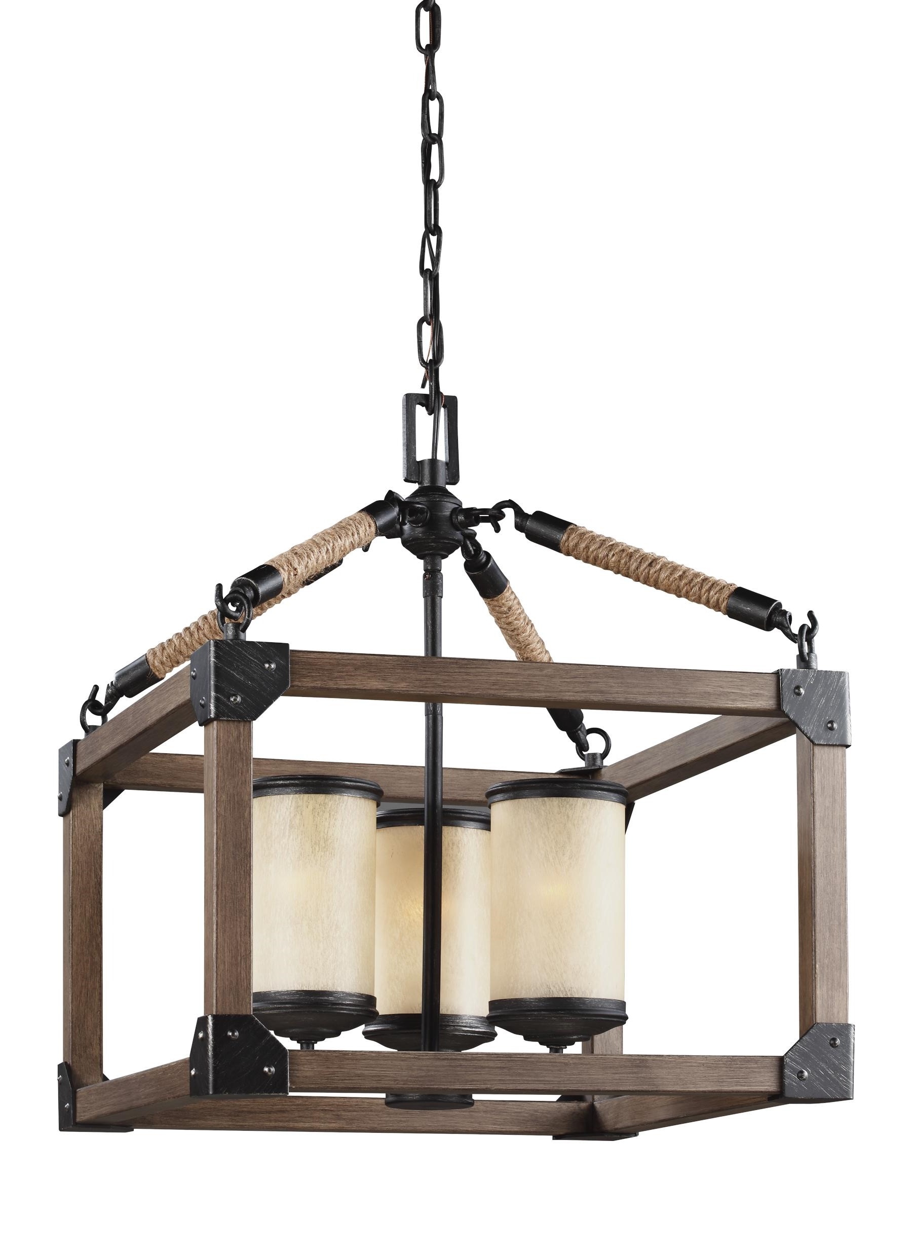 Stardust Black 3-Light Chandelier with Creme Parchment Glass Shades