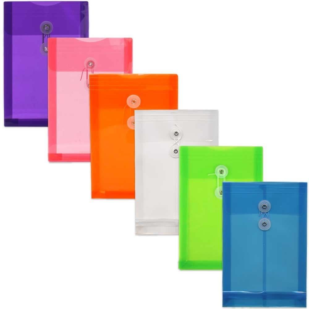 JAM PAPER Plastic Envelopes with Zip Closure - Index - 5 1/4 x 8 - Clear -  12/Pack