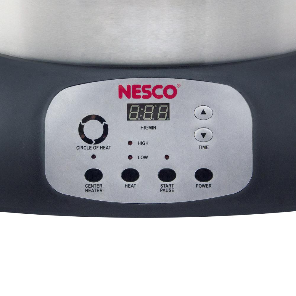Nesco 23.5-Quart Chrome Programmable Round Steel Roaster Oven with Glass  Lid in the Roaster Ovens department at