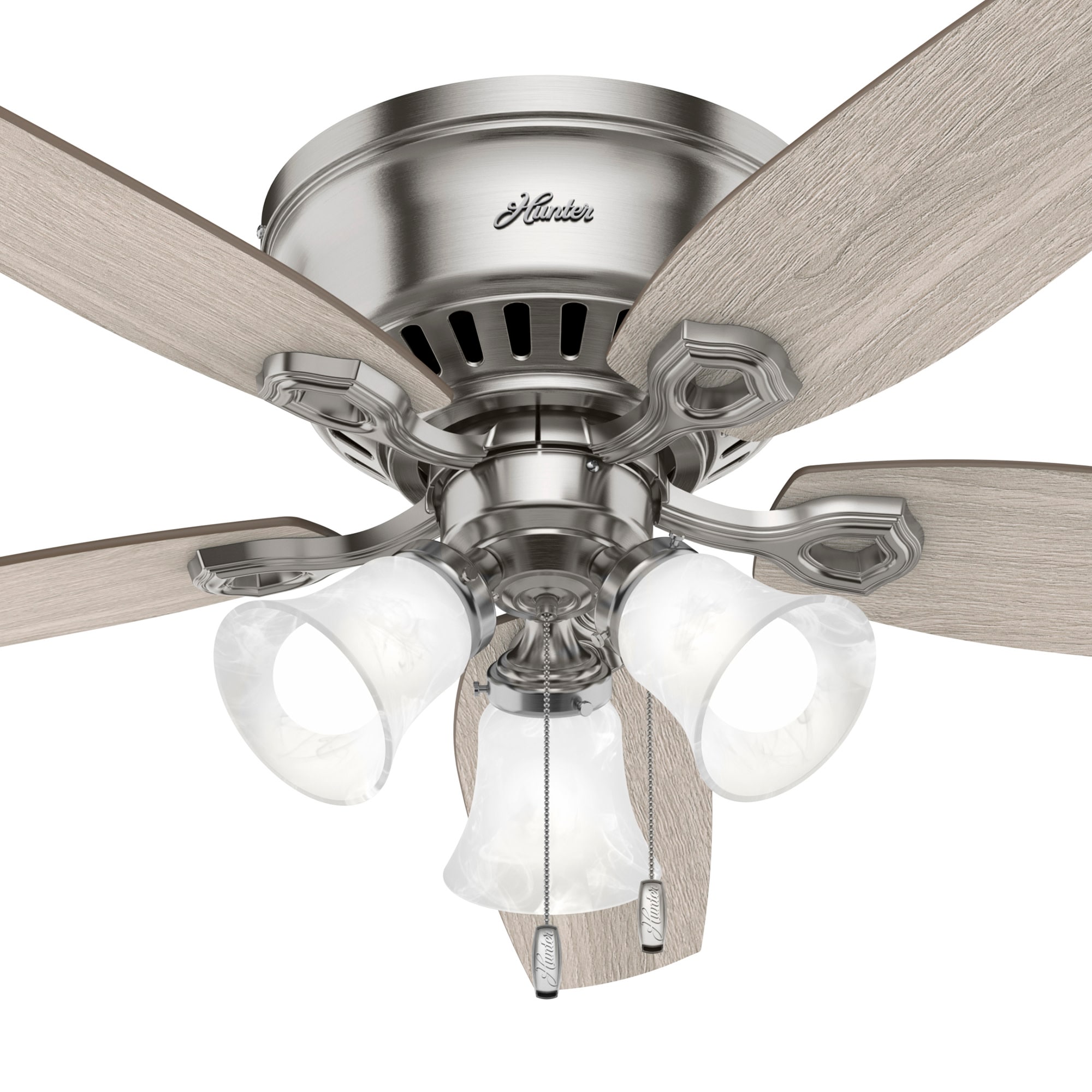 Brushed Nickel 52" Low Profile Ceiling Fan with LED Lights