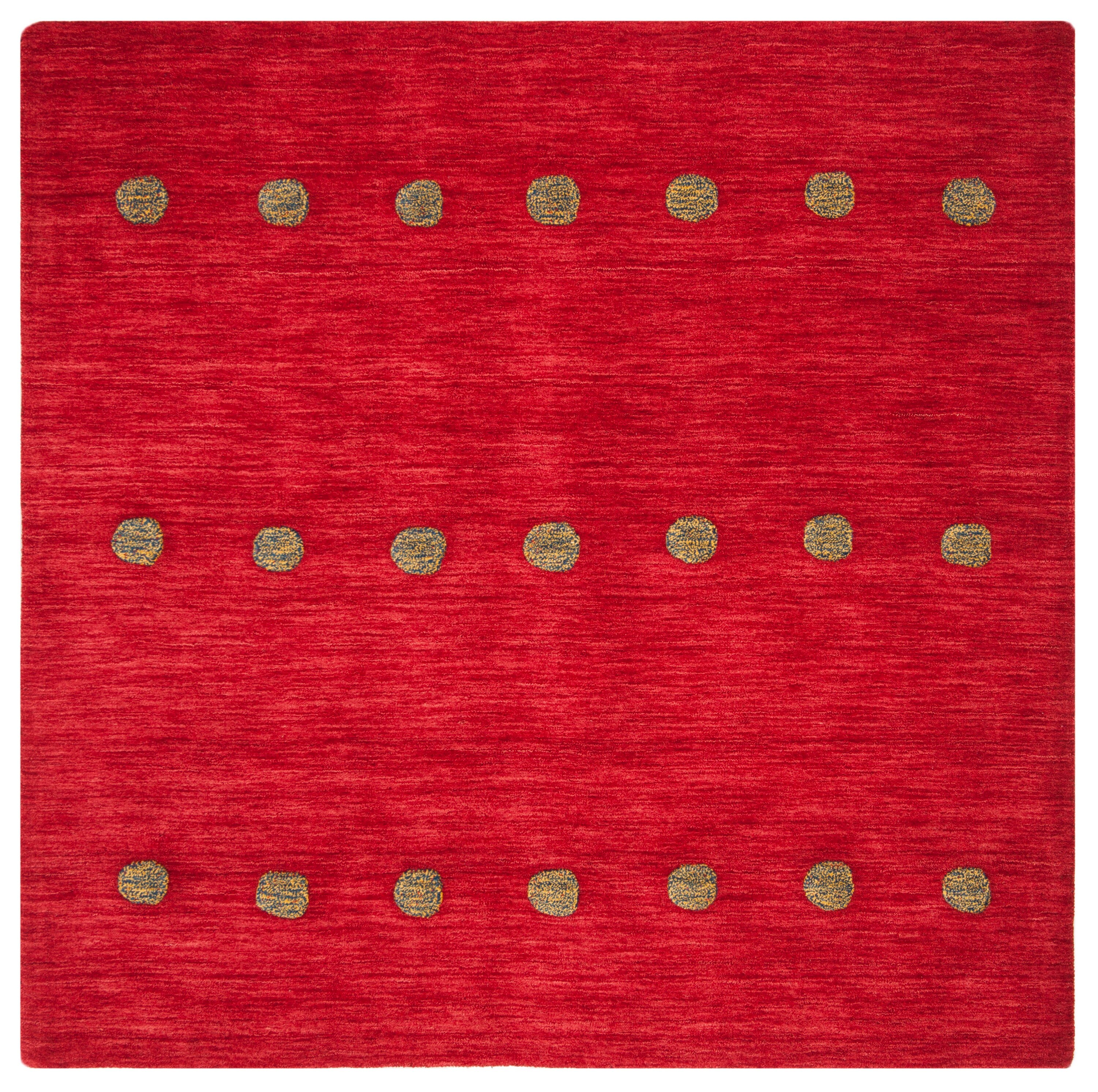 Handmade Red Wool 6' Square Reversible Tufted Area Rug