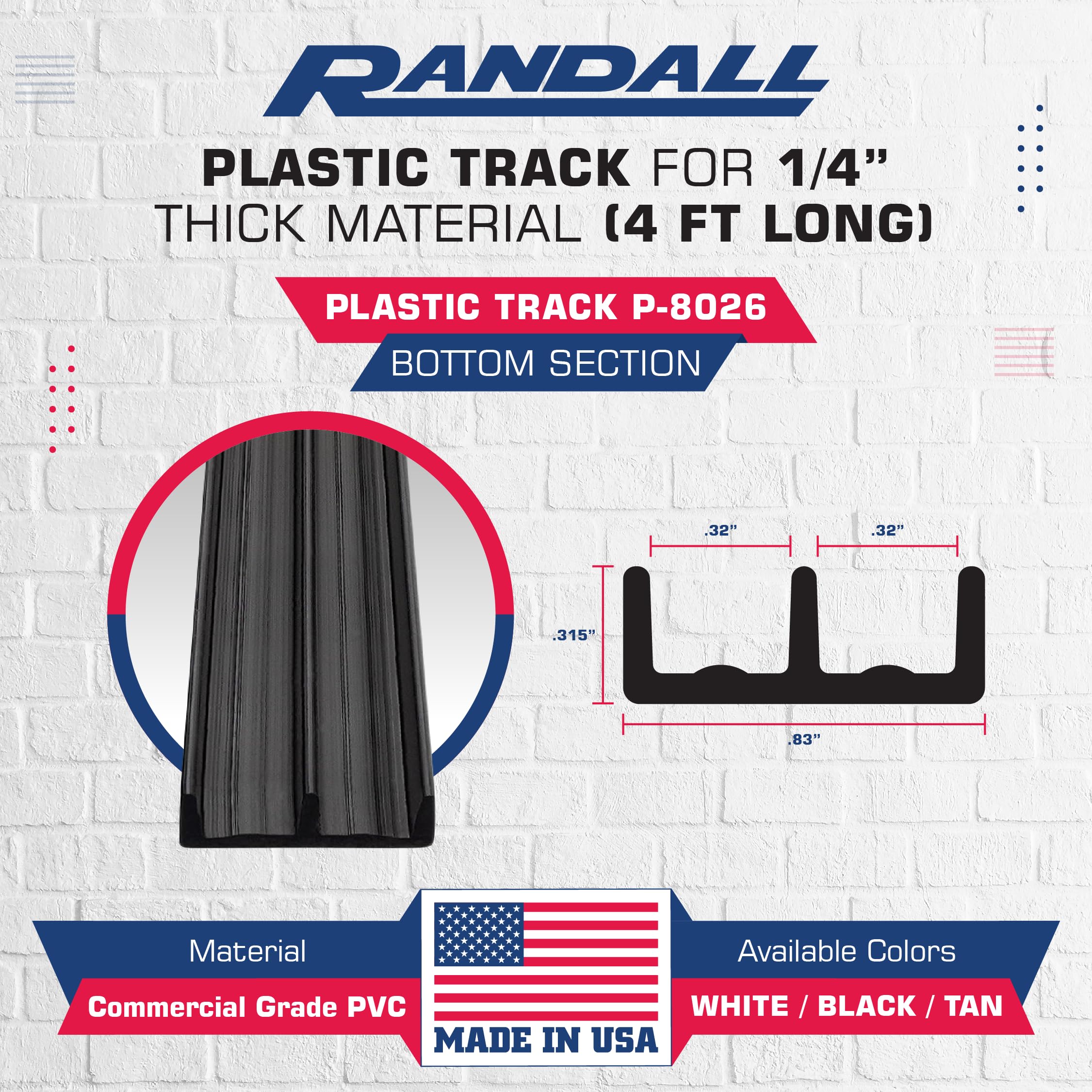 Randall Manufacturing Co., Inc 3 FT P-8026-BLK Sliding-Closet-Door-Track-Track-Kits - View #6