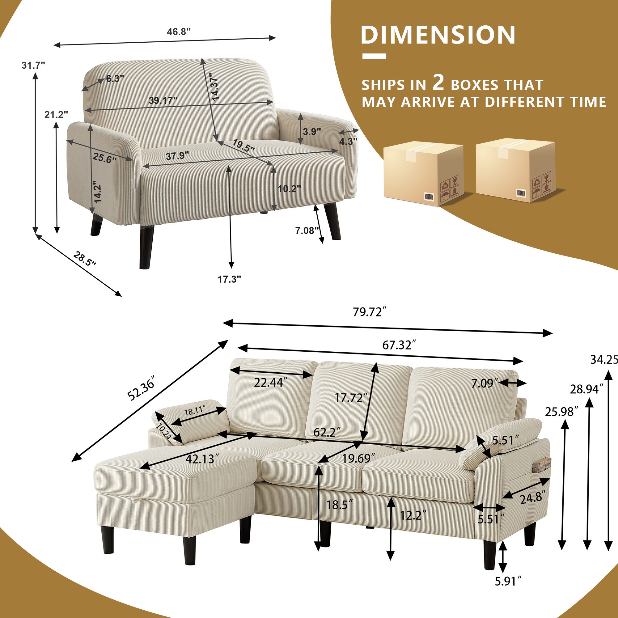 Jarenie YMX3368TW-BE Living-Room-Sets - View #3