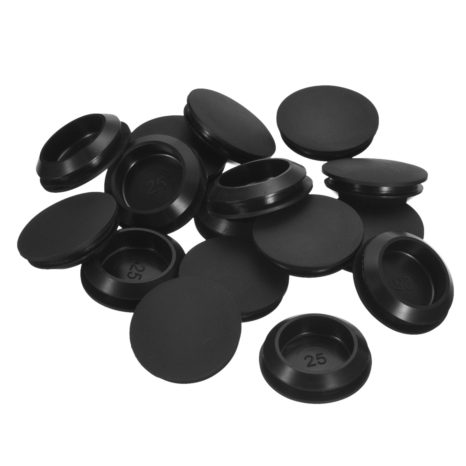 Unique Bargains 16pcs Silicone Plugs Rubber Round Snap in Locking Hole Plugs for 25-27mm Hole Hole Stoppers Waterproof Hole Plug for Metal Tube Furniture End Caps Inserts Black