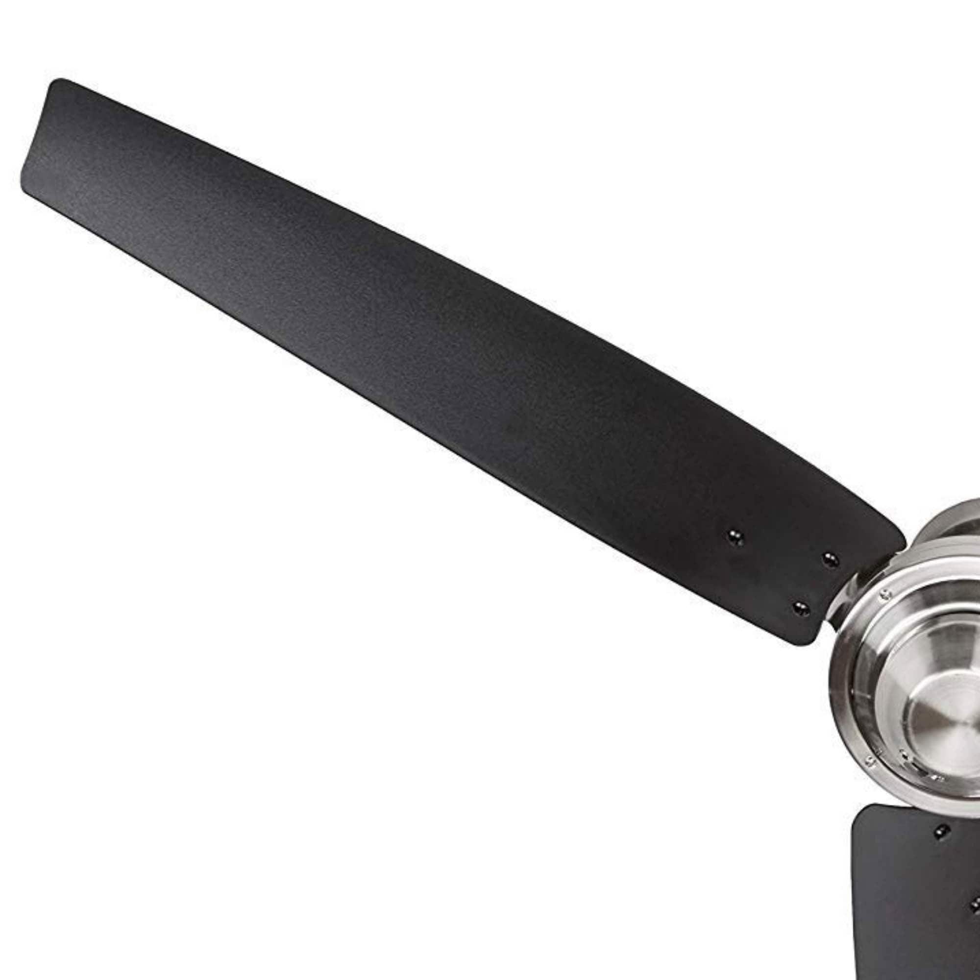 56" Brushed Nickel Industrial Ceiling Fan with Black Blades