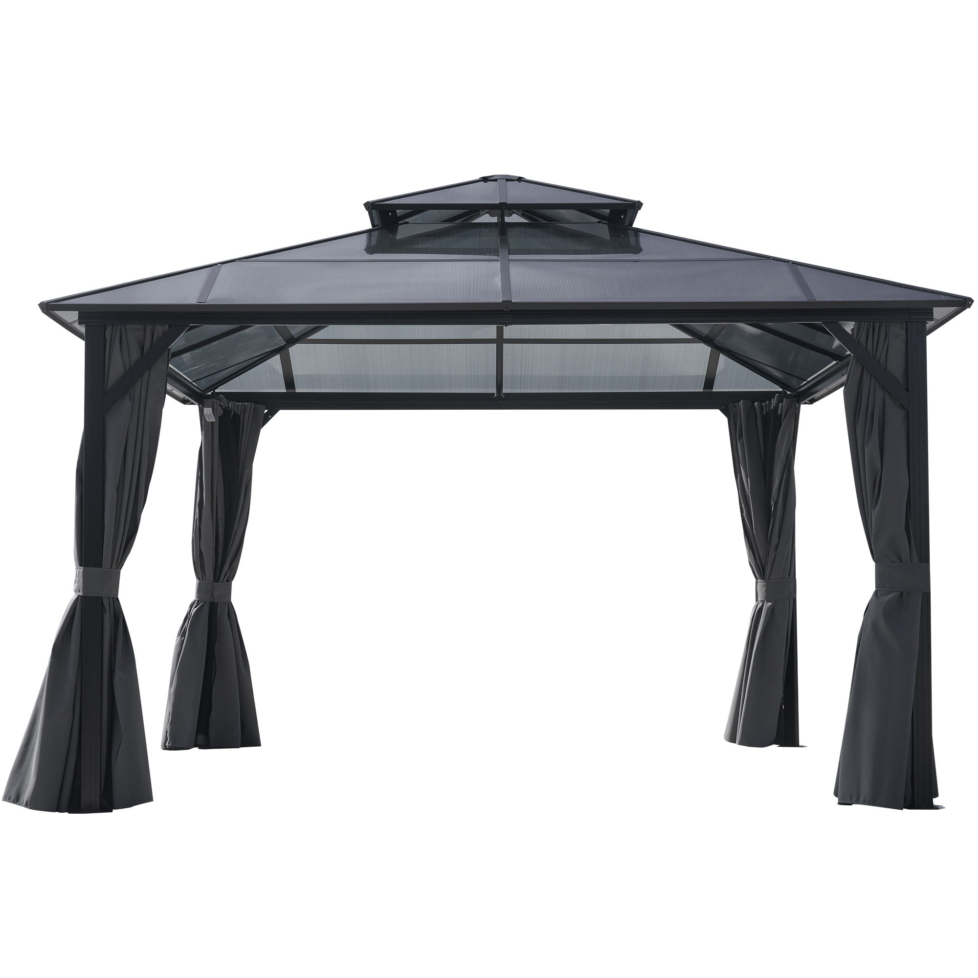 Kahomvis 765-2QP109-01 12-ft x 10-ft Grey Gazebo with Hardtop Roof