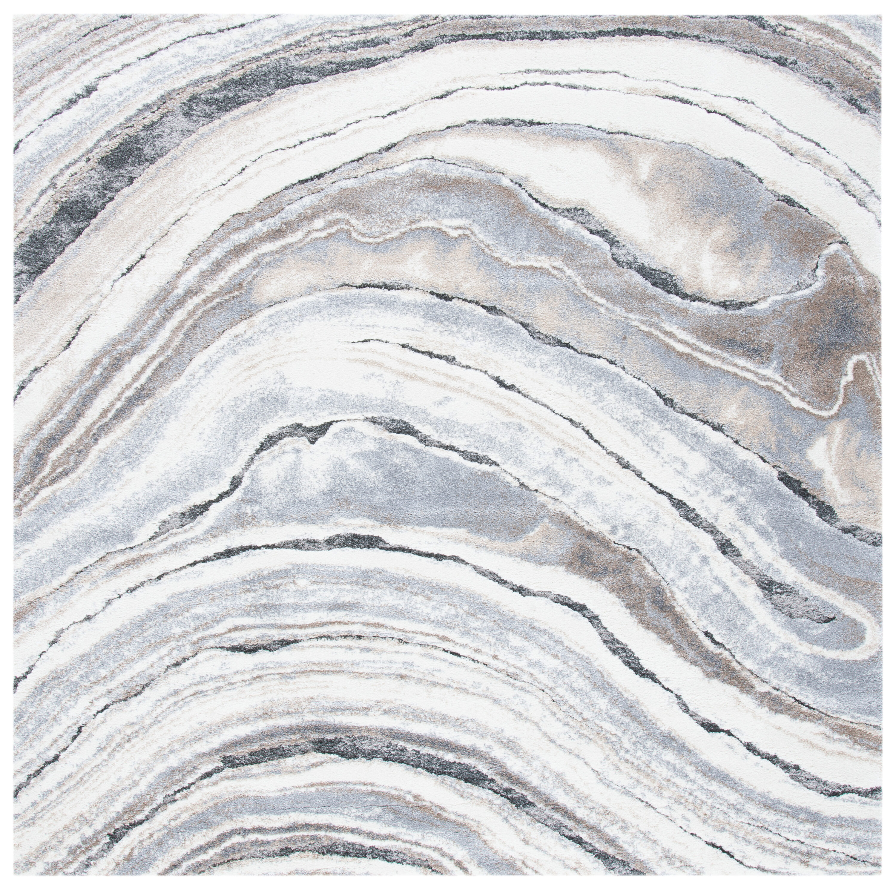 Cyrus Shag 124A Ivory/Grey 7 X 7 Area Rug