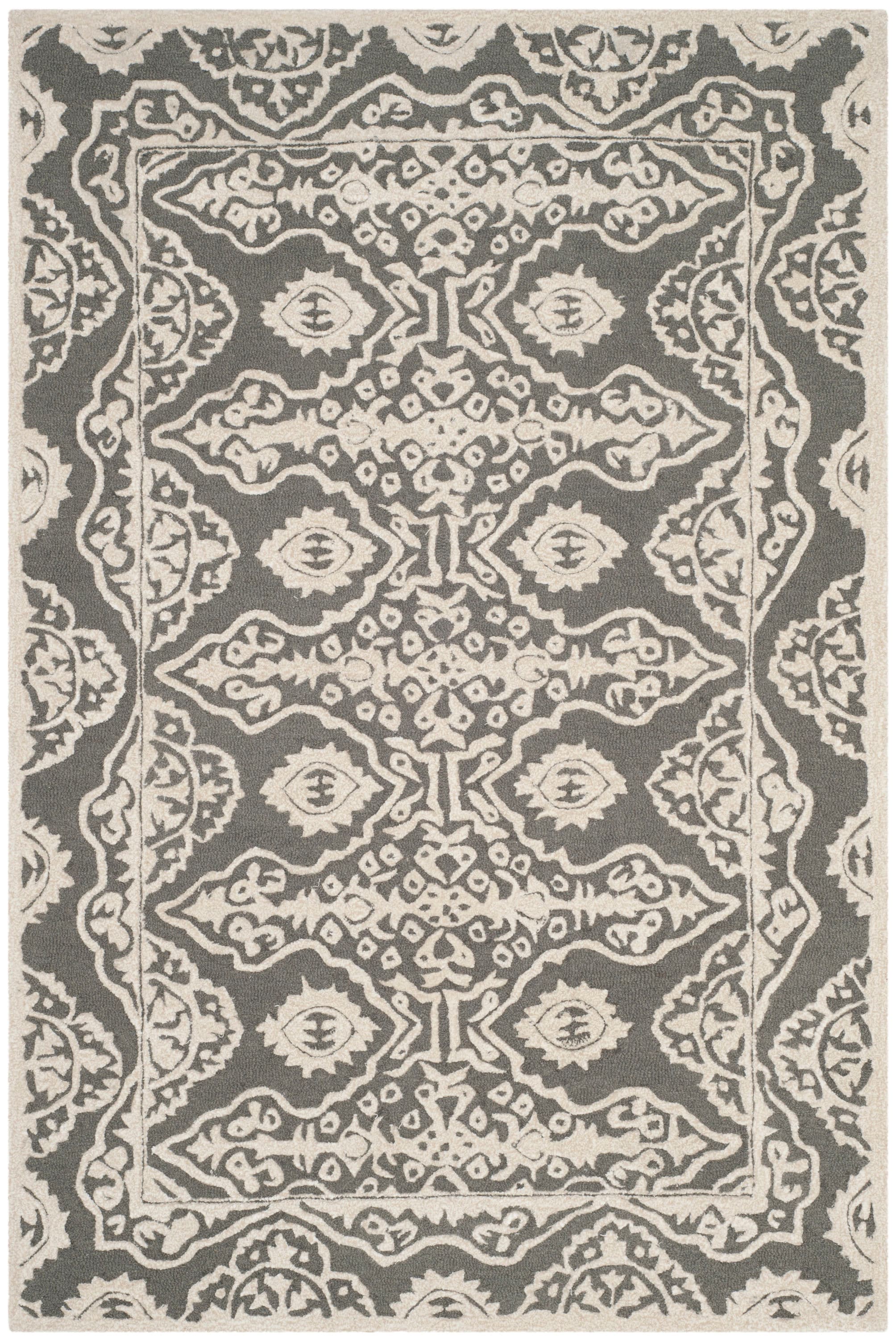 Safavieh BEL134C-4 Bella Soma 4 x 6 (ft) Tufted Wool Dark Gray/Ivory Rectangular Indoor Abstract Oriental Area rug